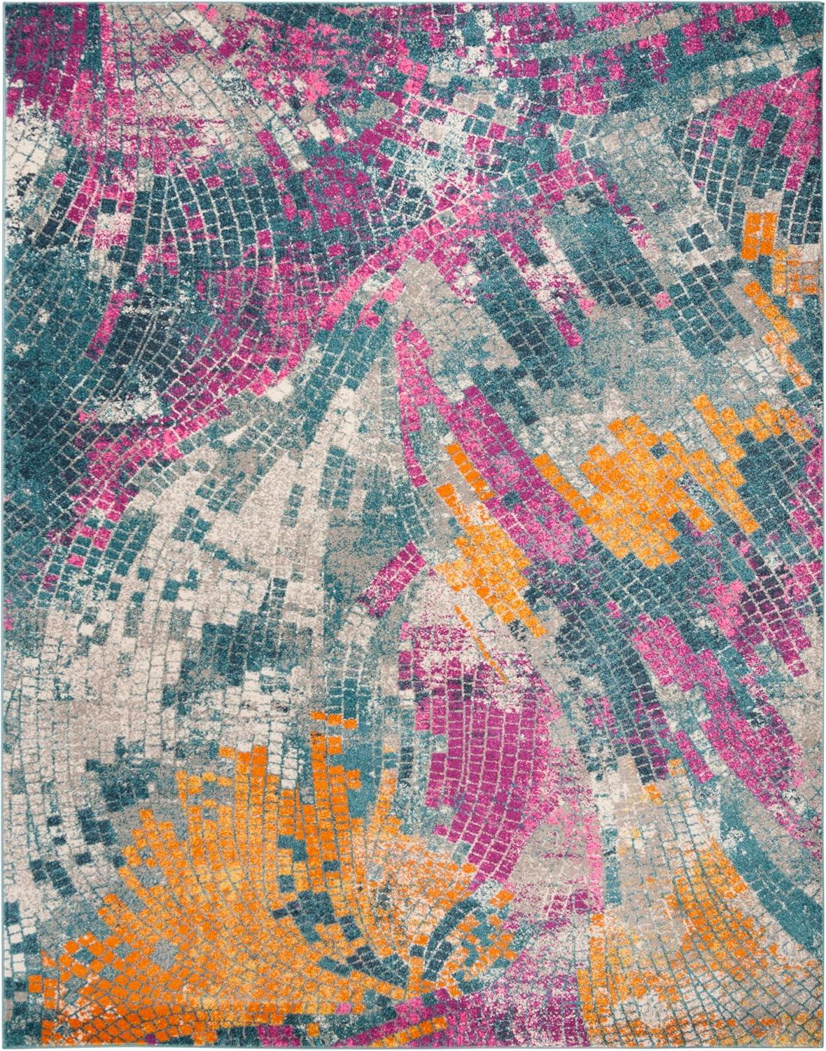image:imageSAFAVIEH Madison Collection Area Rug 51 x 76 Blue amp Multi Modern Boho Abstract Design NonShedding amp Easy Care Ideal for High Traffic Areas in Living Room Bedroom MAD201MBlueMulti