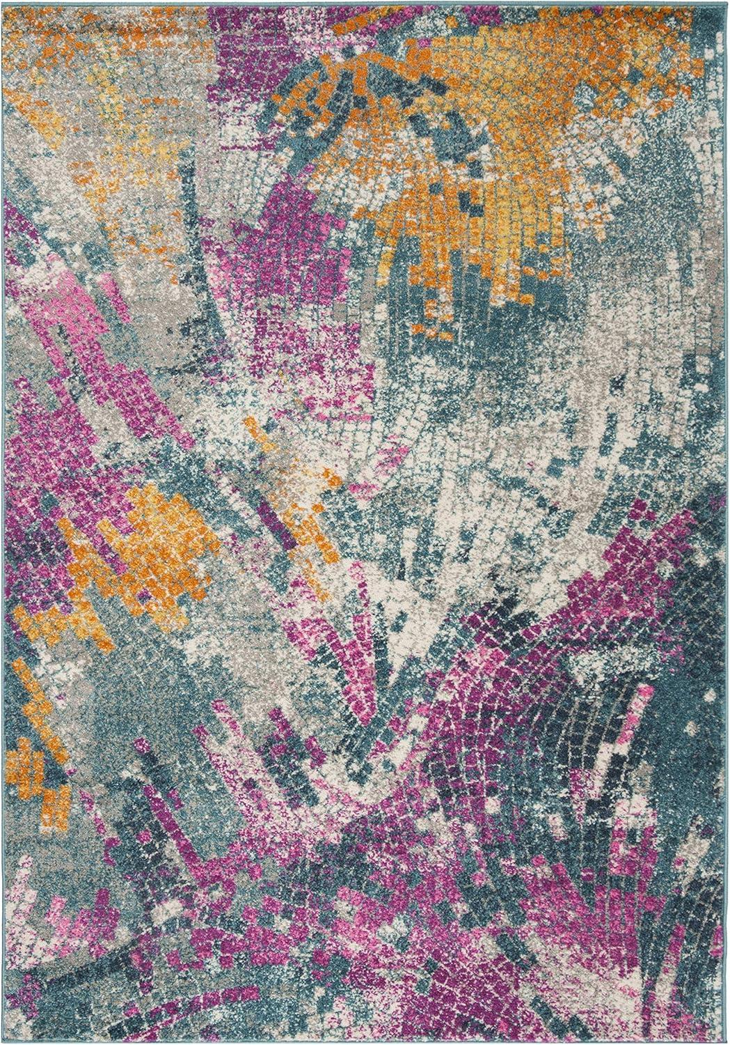 image:imageSAFAVIEH Madison Collection Area Rug 51 x 76 Blue amp Multi Modern Boho Abstract Design NonShedding amp Easy Care Ideal for High Traffic Areas in Living Room Bedroom MAD201MBlueMulti