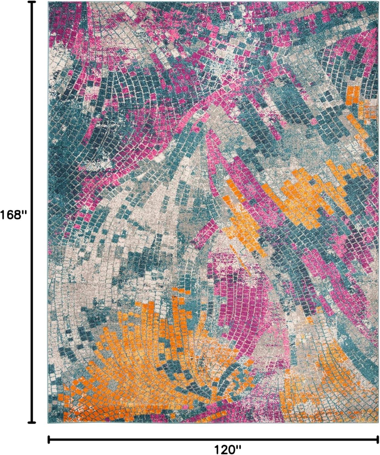 image:imageSAFAVIEH Madison Collection Area Rug 51 x 76 Blue amp Multi Modern Boho Abstract Design NonShedding amp Easy Care Ideal for High Traffic Areas in Living Room Bedroom MAD201MBlueMulti