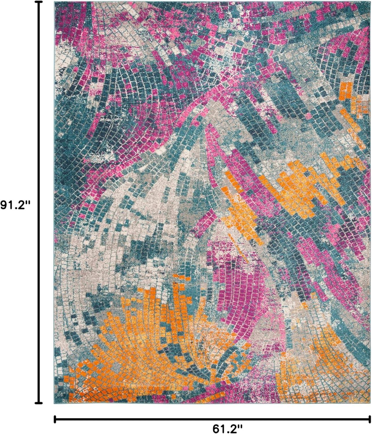 image:imageSAFAVIEH Madison Collection Area Rug 51 x 76 Blue amp Multi Modern Boho Abstract Design NonShedding amp Easy Care Ideal for High Traffic Areas in Living Room Bedroom MAD201MBlueMulti