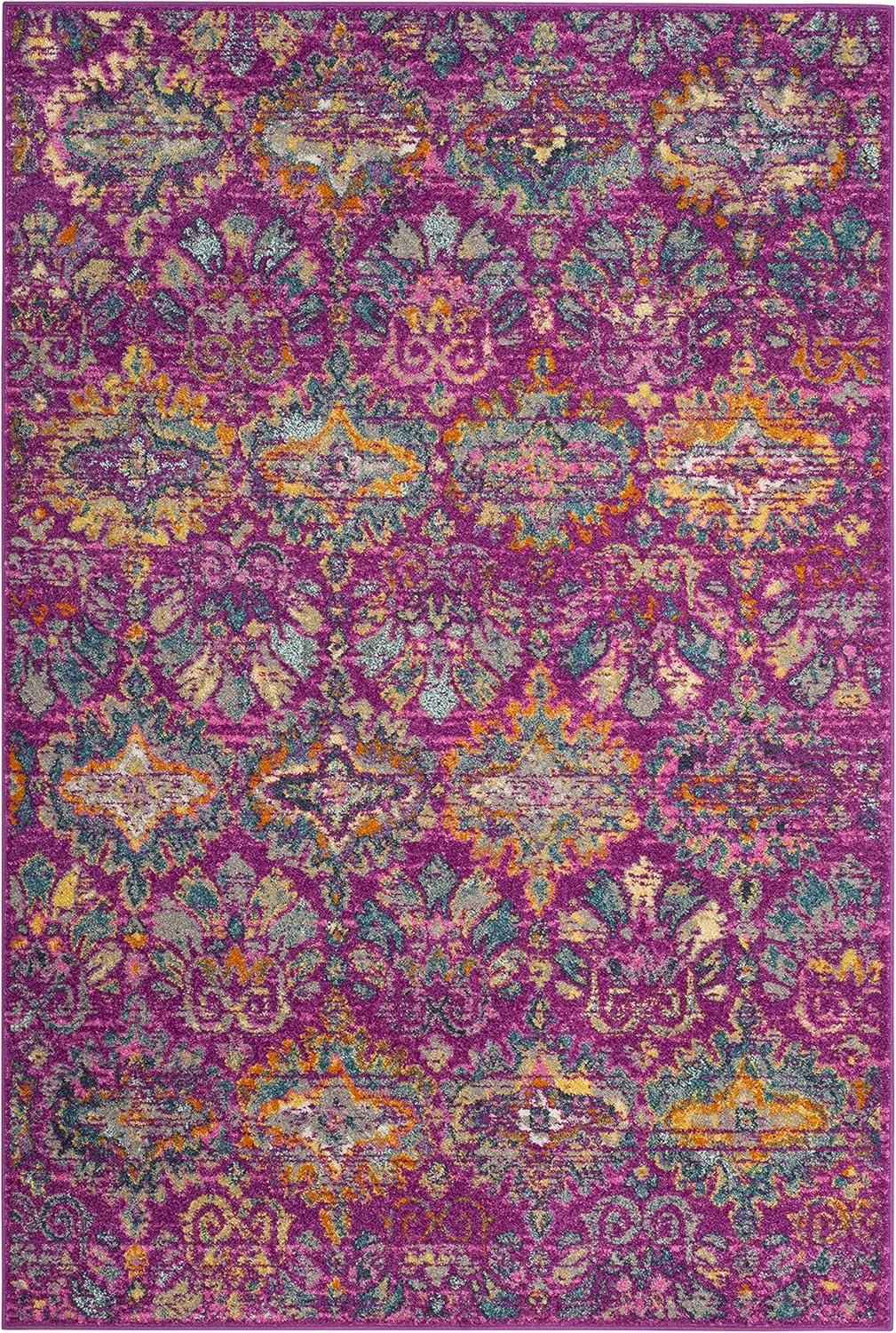 image:imageSAFAVIEH Madison Collection Area Rug 51 x 76 Fuchsia amp Blue Boho Chic Damask Design NonShedding amp Easy Care Ideal for High Traffic Areas in Living Room Bedroom MAD144FFuchsiaBlue