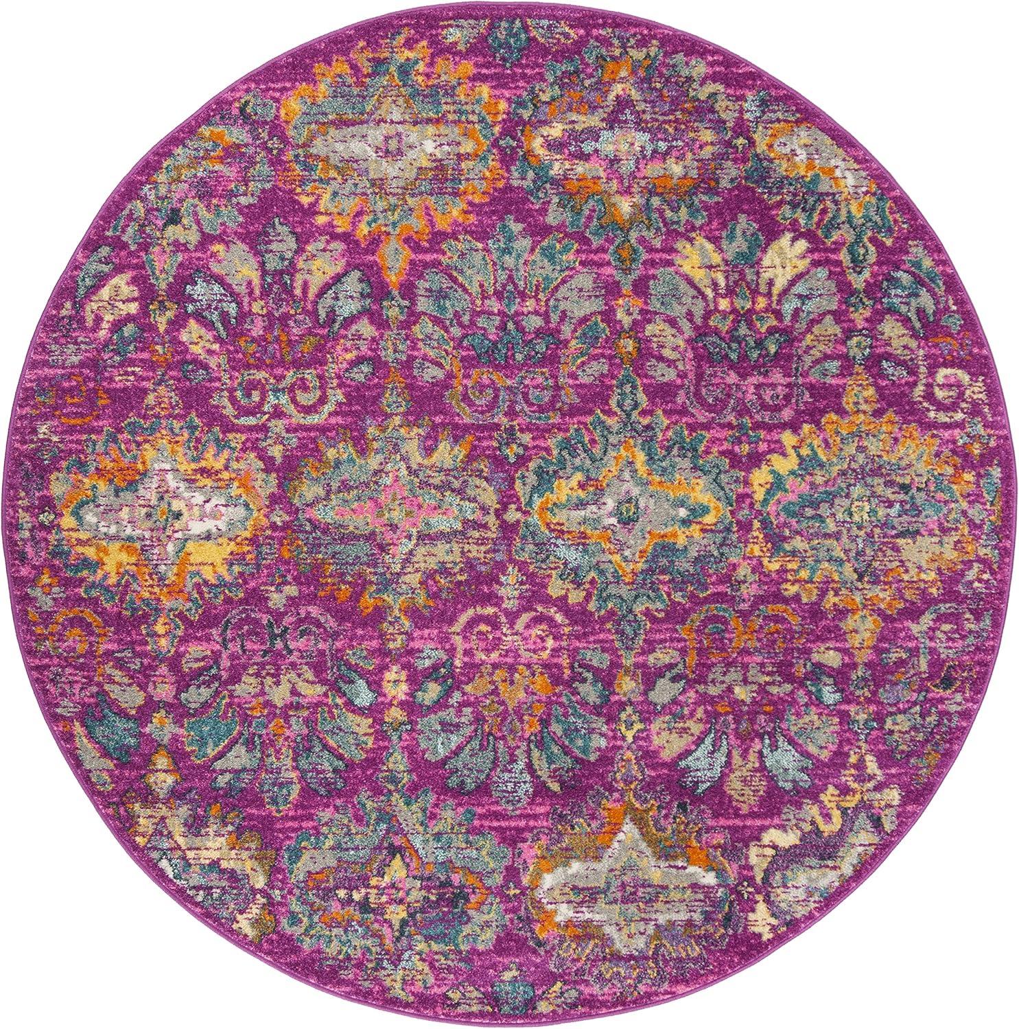 image:imageSAFAVIEH Madison Collection Area Rug 51 x 76 Fuchsia amp Blue Boho Chic Damask Design NonShedding amp Easy Care Ideal for High Traffic Areas in Living Room Bedroom MAD144FFuchsiaBlue