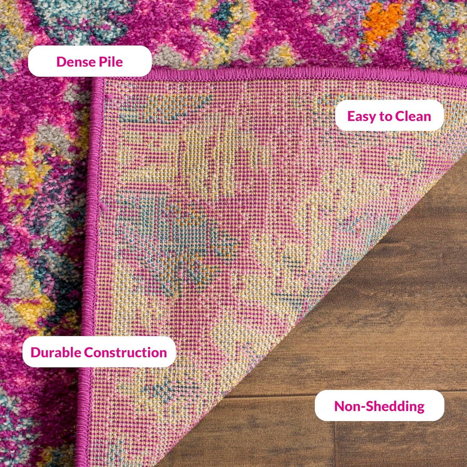 image:imageSAFAVIEH Madison Collection Area Rug 51 x 76 Fuchsia amp Blue Boho Chic Damask Design NonShedding amp Easy Care Ideal for High Traffic Areas in Living Room Bedroom MAD144FFuchsiaBlue