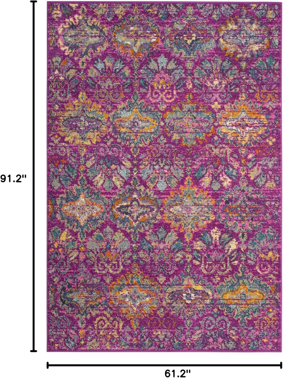 image:imageSAFAVIEH Madison Collection Area Rug 51 x 76 Fuchsia amp Blue Boho Chic Damask Design NonShedding amp Easy Care Ideal for High Traffic Areas in Living Room Bedroom MAD144FFuchsiaBlue