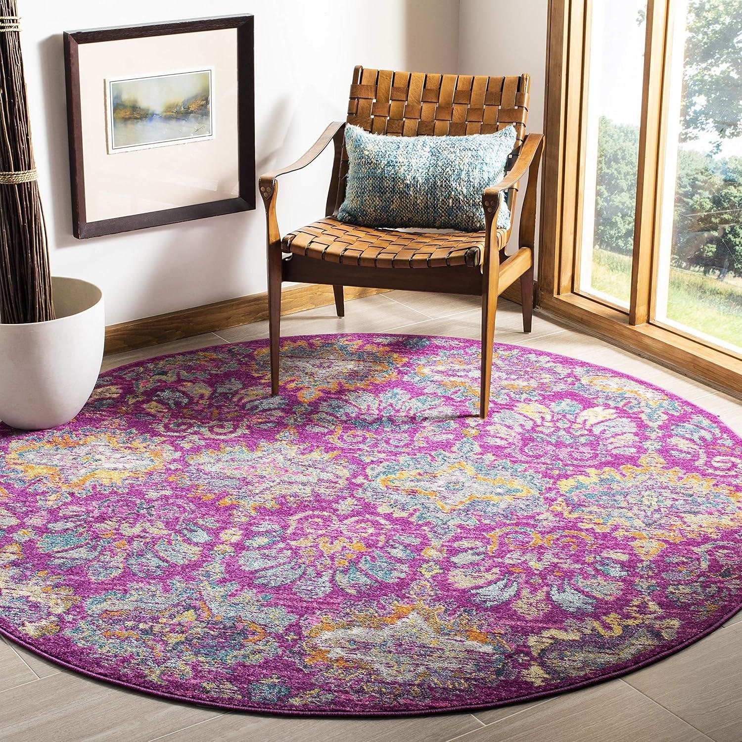 image:imageSAFAVIEH Madison Collection Area Rug 51 x 76 Fuchsia amp Blue Boho Chic Damask Design NonShedding amp Easy Care Ideal for High Traffic Areas in Living Room Bedroom MAD144FFuchsiaBlue