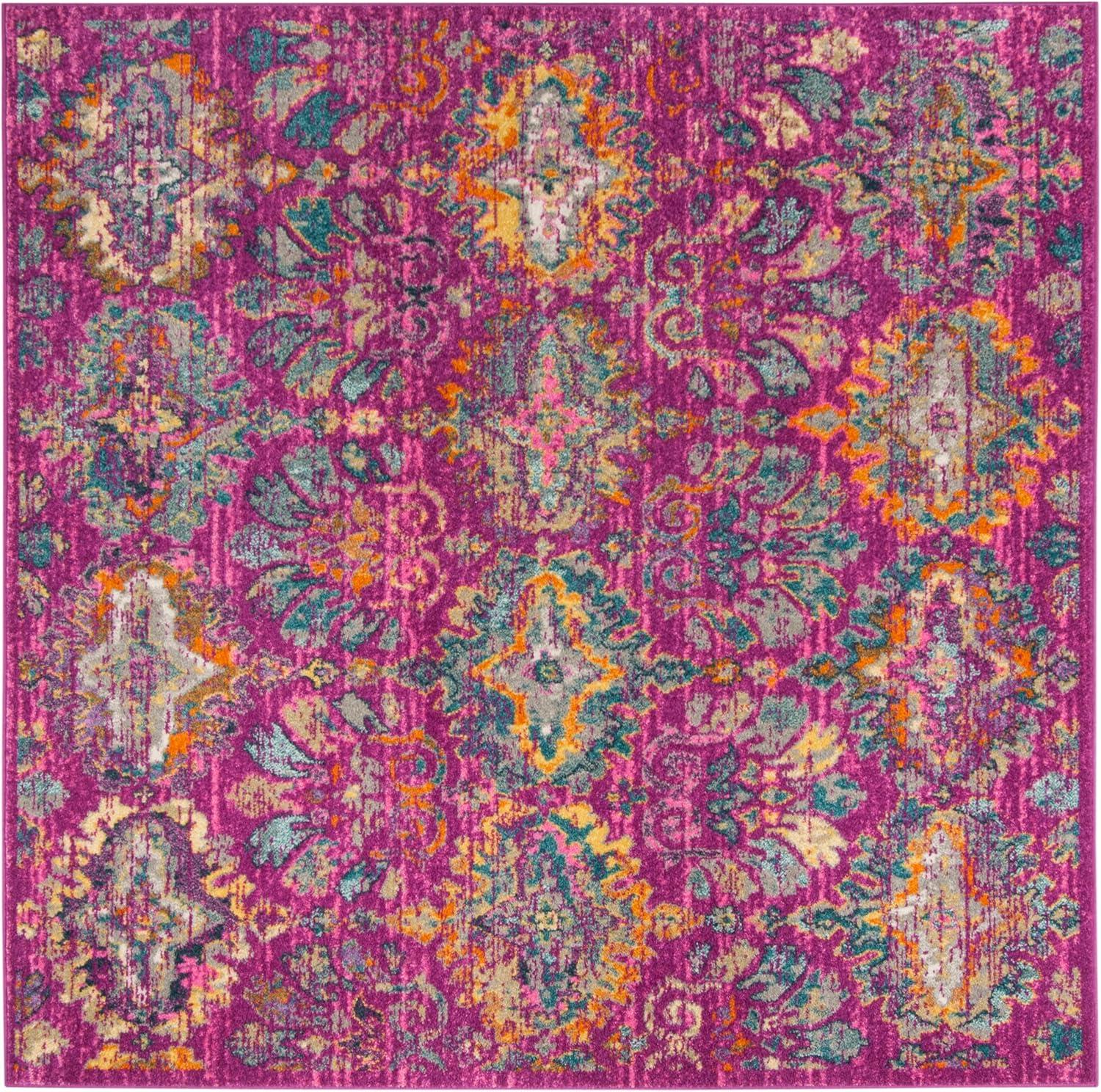 image:imageSAFAVIEH Madison Collection Area Rug 51 x 76 Fuchsia amp Blue Boho Chic Damask Design NonShedding amp Easy Care Ideal for High Traffic Areas in Living Room Bedroom MAD144FFuchsiaBlue