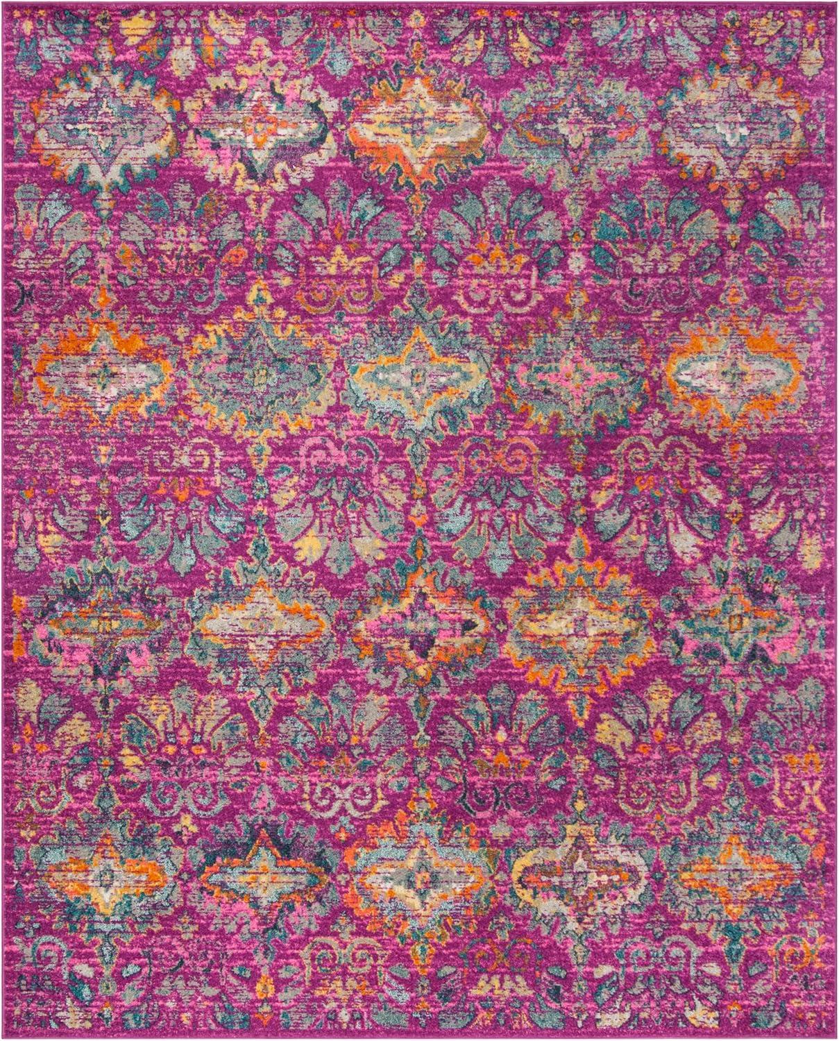 image:imageSAFAVIEH Madison Collection Area Rug 51 x 76 Fuchsia amp Blue Boho Chic Damask Design NonShedding amp Easy Care Ideal for High Traffic Areas in Living Room Bedroom MAD144FFuchsiaBlue