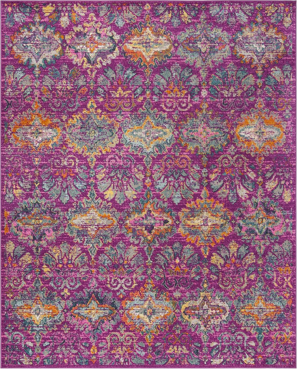 image:imageSAFAVIEH Madison Collection Area Rug 51 x 76 Fuchsia amp Blue Boho Chic Damask Design NonShedding amp Easy Care Ideal for High Traffic Areas in Living Room Bedroom MAD144FFuchsiaBlue