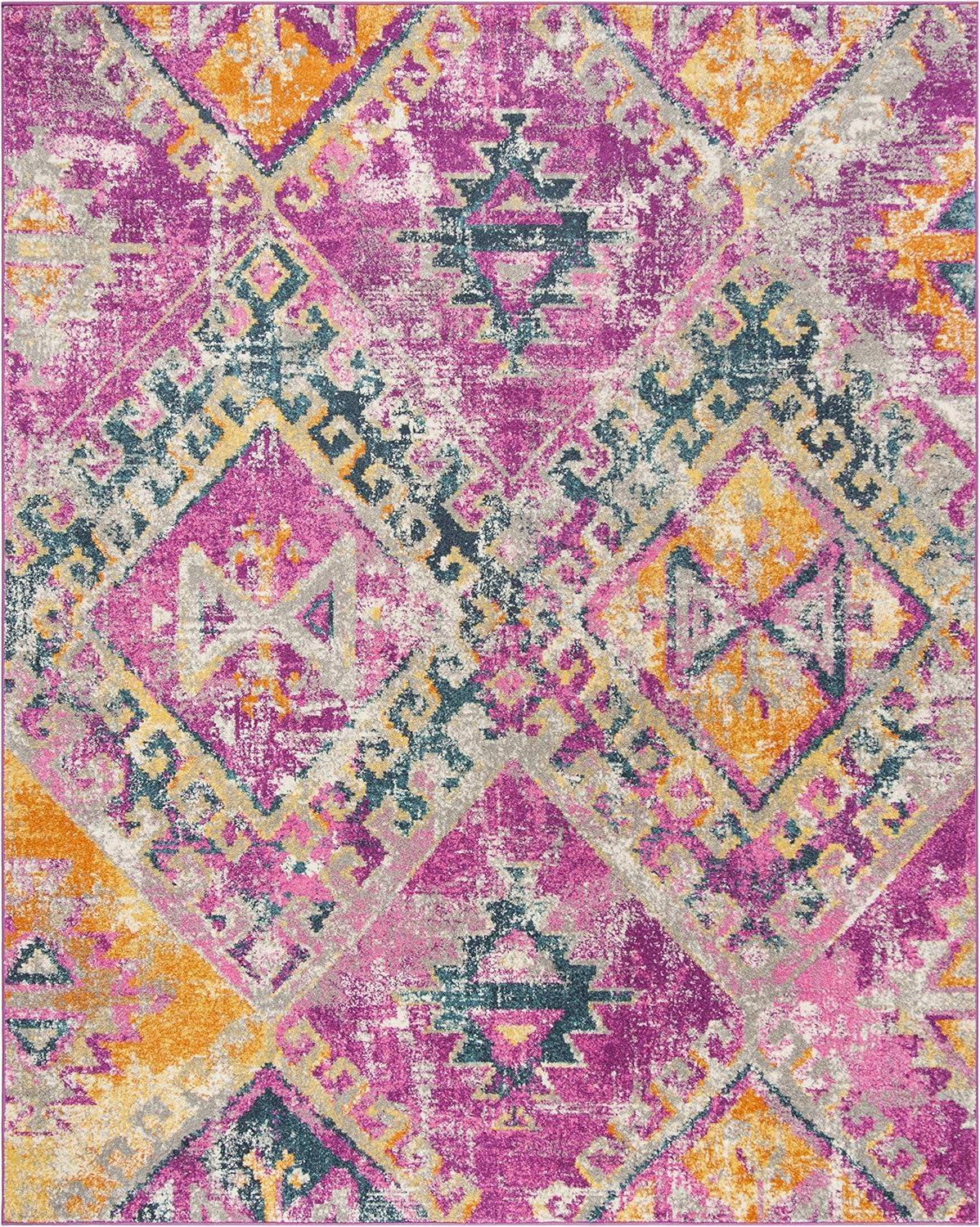 image:imageSAFAVIEH Madison Collection Area Rug 51 x 76 Fuchsia amp Blue Boho Chic Distressed Design NonShedding amp Easy Care Ideal for High Traffic Areas in Living Room Bedroom MAD125FFuchsiaBlue