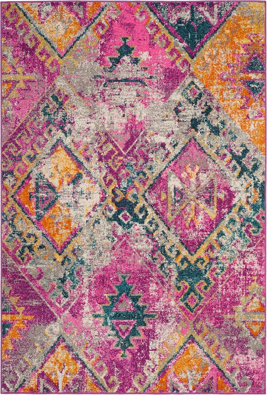 image:imageSAFAVIEH Madison Collection Area Rug 51 x 76 Fuchsia amp Blue Boho Chic Distressed Design NonShedding amp Easy Care Ideal for High Traffic Areas in Living Room Bedroom MAD125FFuchsiaBlue