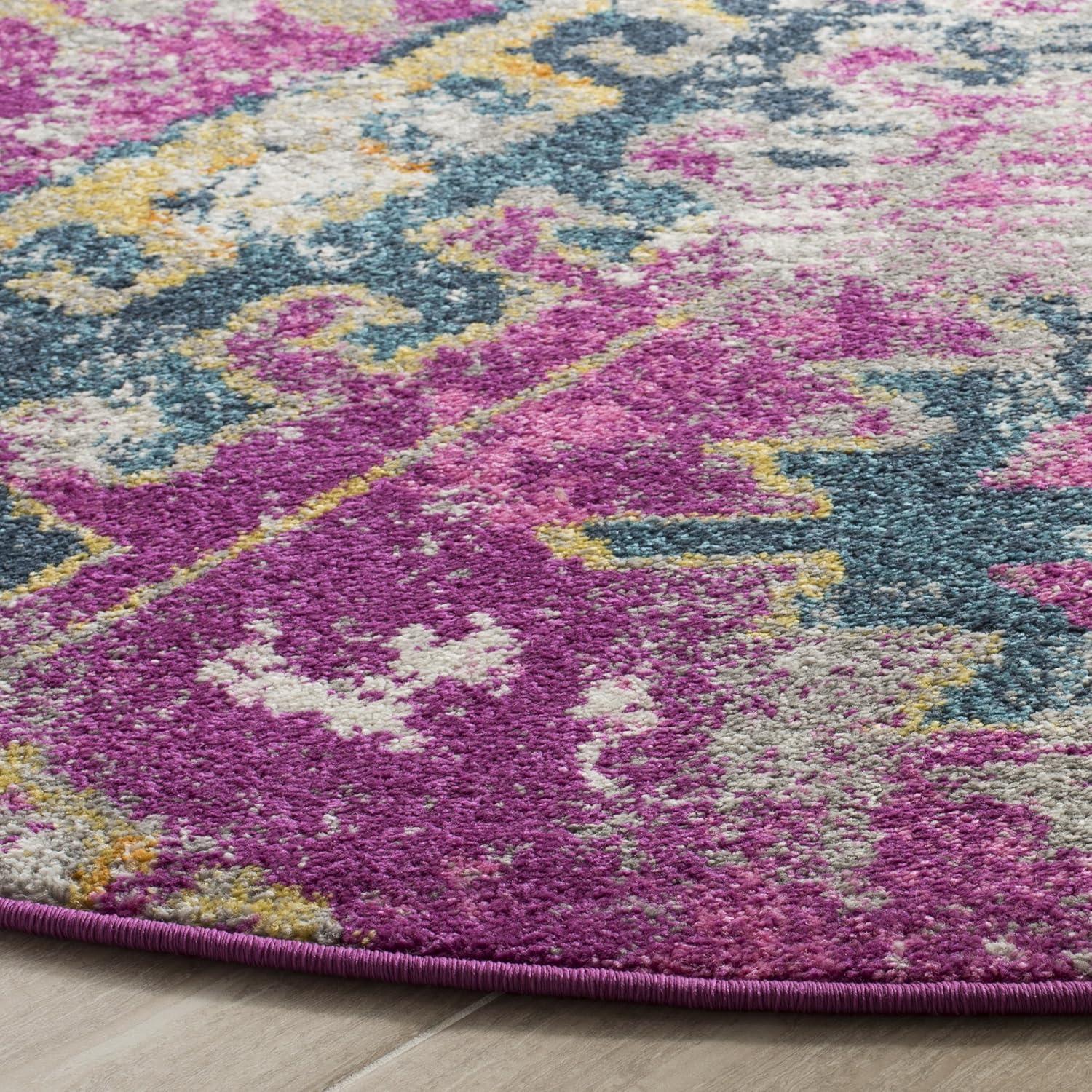 image:imageSAFAVIEH Madison Collection Area Rug 51 x 76 Fuchsia amp Blue Boho Chic Distressed Design NonShedding amp Easy Care Ideal for High Traffic Areas in Living Room Bedroom MAD125FFuchsiaBlue