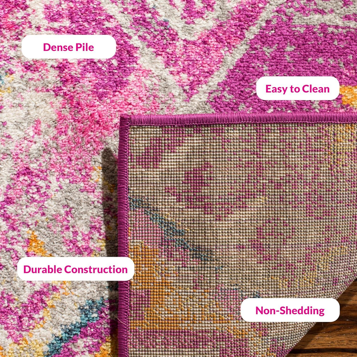image:imageSAFAVIEH Madison Collection Area Rug 51 x 76 Fuchsia amp Blue Boho Chic Distressed Design NonShedding amp Easy Care Ideal for High Traffic Areas in Living Room Bedroom MAD125FFuchsiaBlue