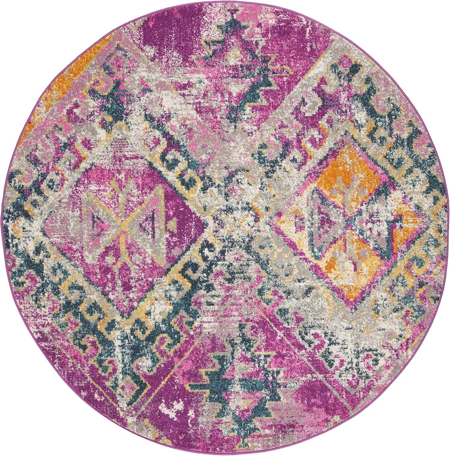 image:imageSAFAVIEH Madison Collection Area Rug 51 x 76 Fuchsia amp Blue Boho Chic Distressed Design NonShedding amp Easy Care Ideal for High Traffic Areas in Living Room Bedroom MAD125FFuchsiaBlue