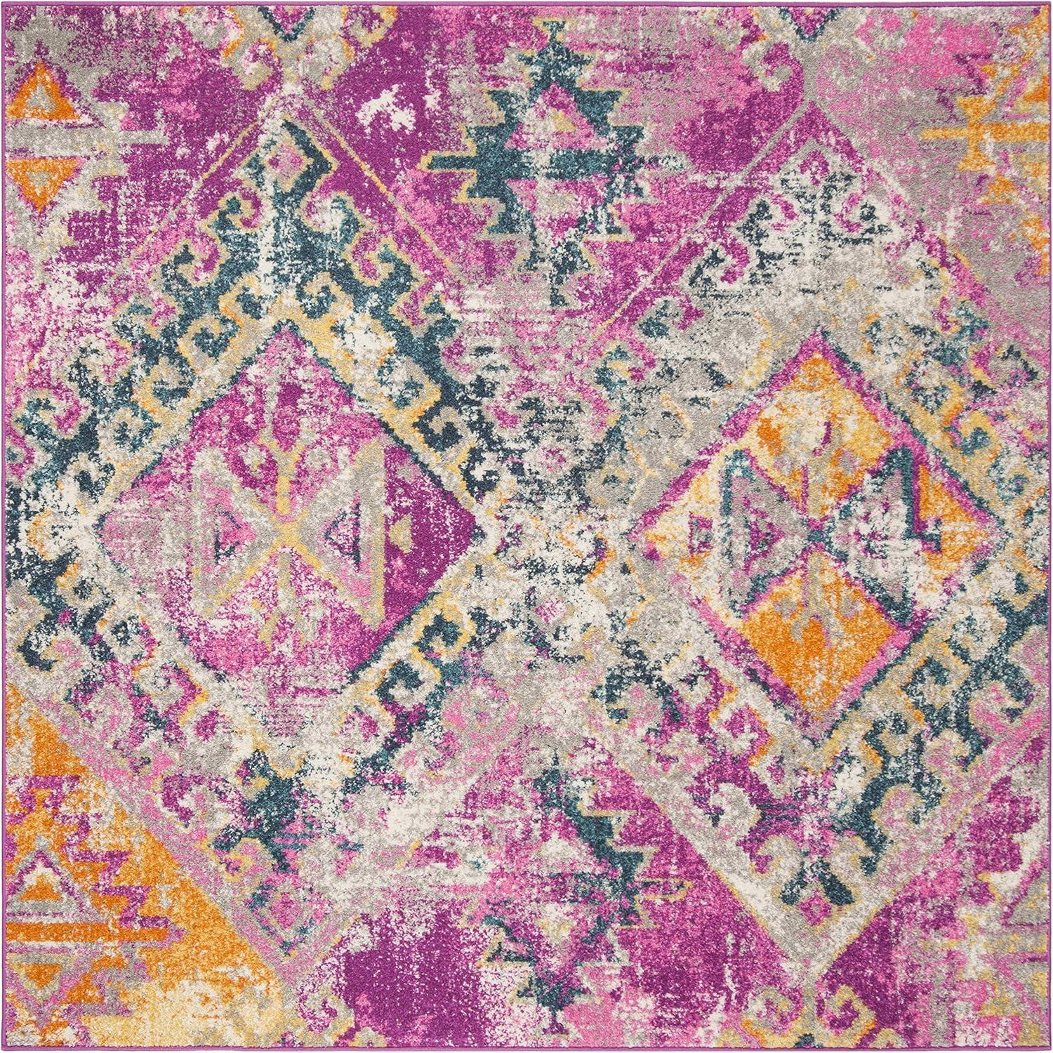 image:imageSAFAVIEH Madison Collection Area Rug 51 x 76 Fuchsia amp Blue Boho Chic Distressed Design NonShedding amp Easy Care Ideal for High Traffic Areas in Living Room Bedroom MAD125FFuchsiaBlue
