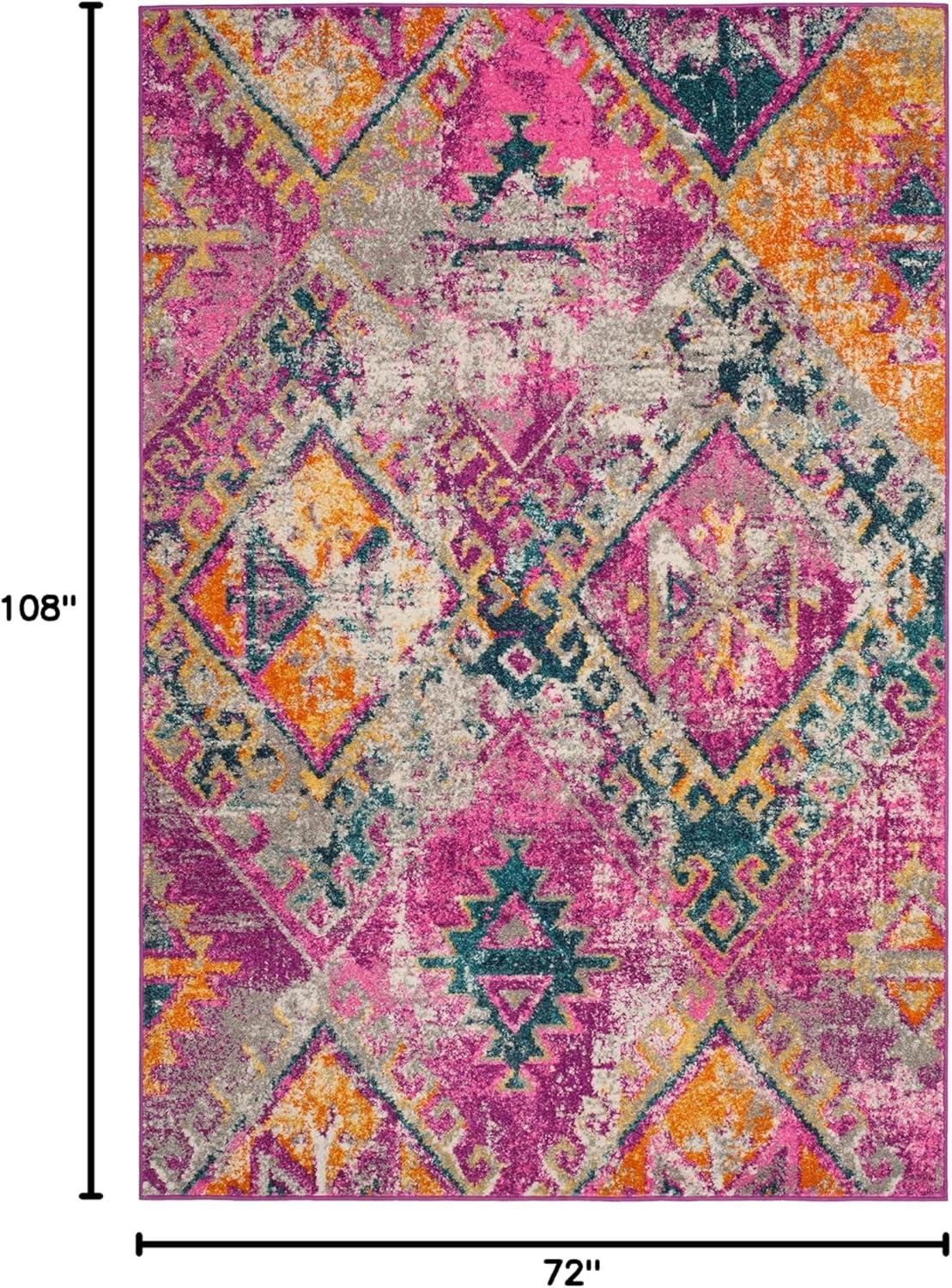 image:imageSAFAVIEH Madison Collection Area Rug 51 x 76 Fuchsia amp Blue Boho Chic Distressed Design NonShedding amp Easy Care Ideal for High Traffic Areas in Living Room Bedroom MAD125FFuchsiaBlue