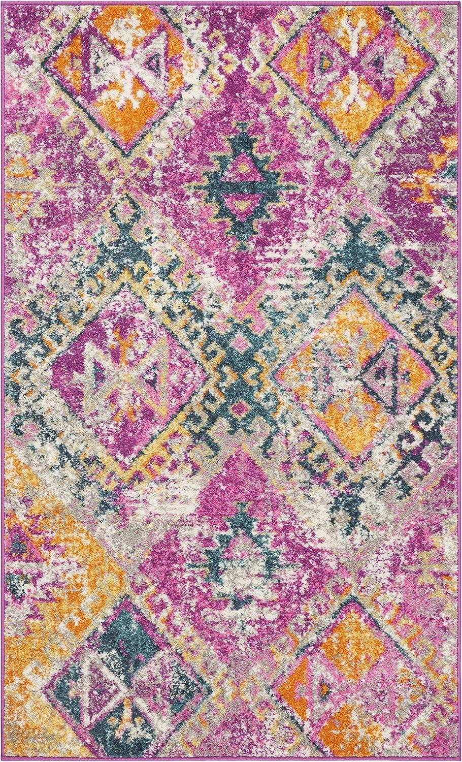 image:imageSAFAVIEH Madison Collection Area Rug 51 x 76 Fuchsia amp Blue Boho Chic Distressed Design NonShedding amp Easy Care Ideal for High Traffic Areas in Living Room Bedroom MAD125FFuchsiaBlue