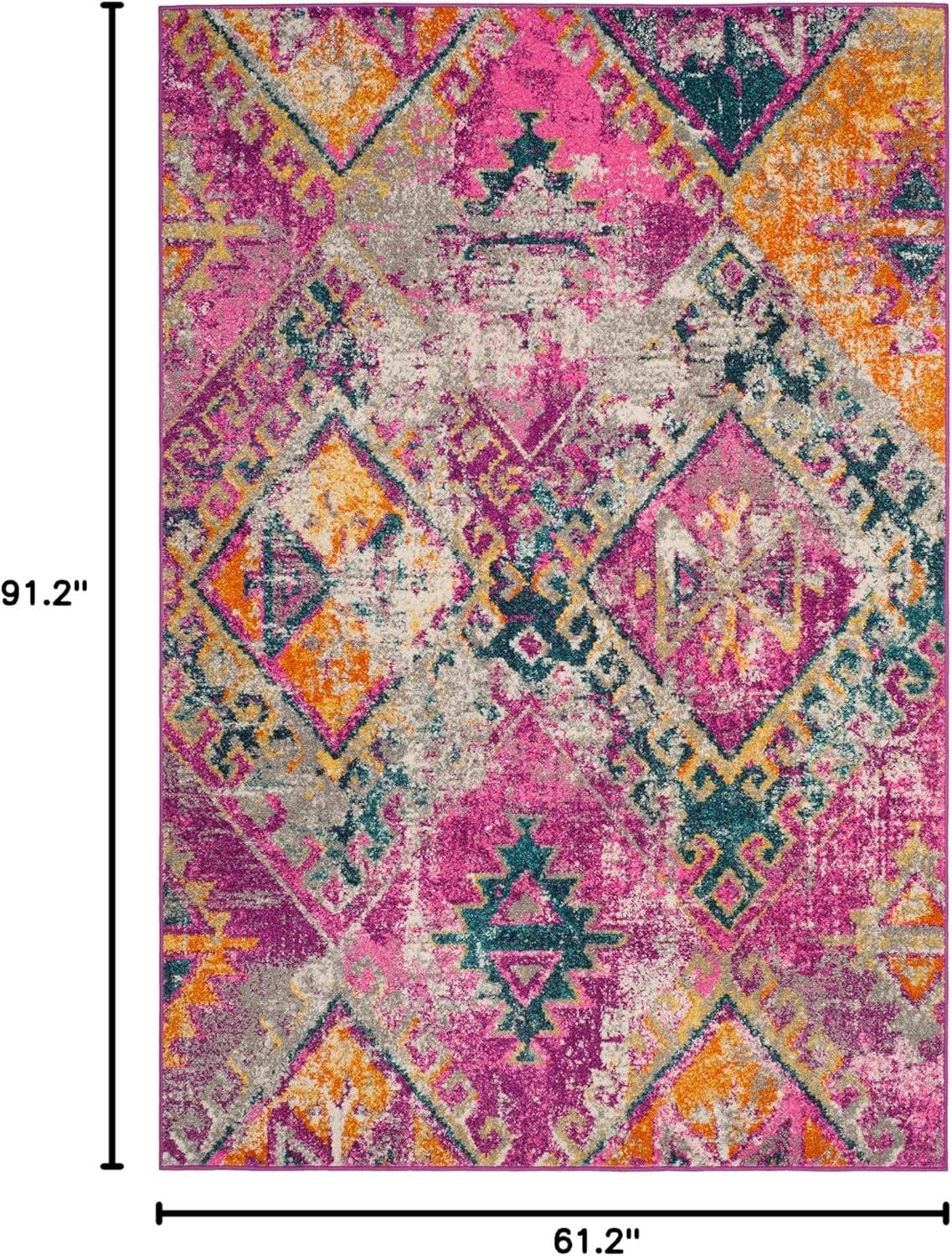 image:imageSAFAVIEH Madison Collection Area Rug 51 x 76 Fuchsia amp Blue Boho Chic Distressed Design NonShedding amp Easy Care Ideal for High Traffic Areas in Living Room Bedroom MAD125FFuchsiaBlue