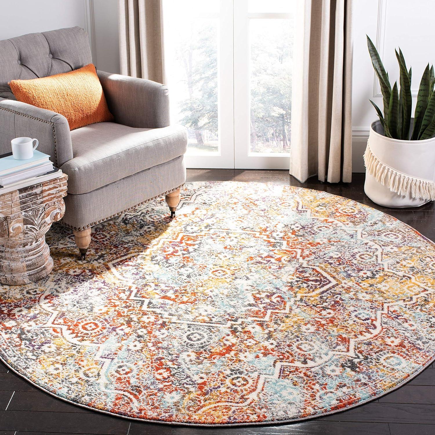 image:imageSAFAVIEH Madison Collection Area Rug 51 x 76 Light Grey amp Light Blue Medallion Distressed Design NonShedding amp Easy Care Ideal for High Traffic Areas in Living Room Bedroom MAD946GLight GreyLight Blue