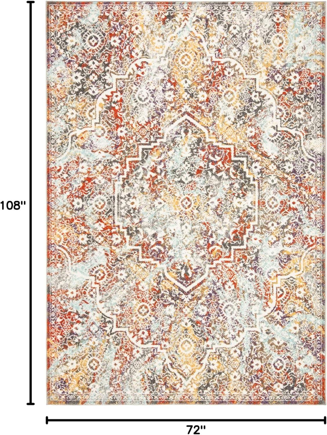 image:imageSAFAVIEH Madison Collection Area Rug 51 x 76 Light Grey amp Light Blue Medallion Distressed Design NonShedding amp Easy Care Ideal for High Traffic Areas in Living Room Bedroom MAD946GLight GreyLight Blue