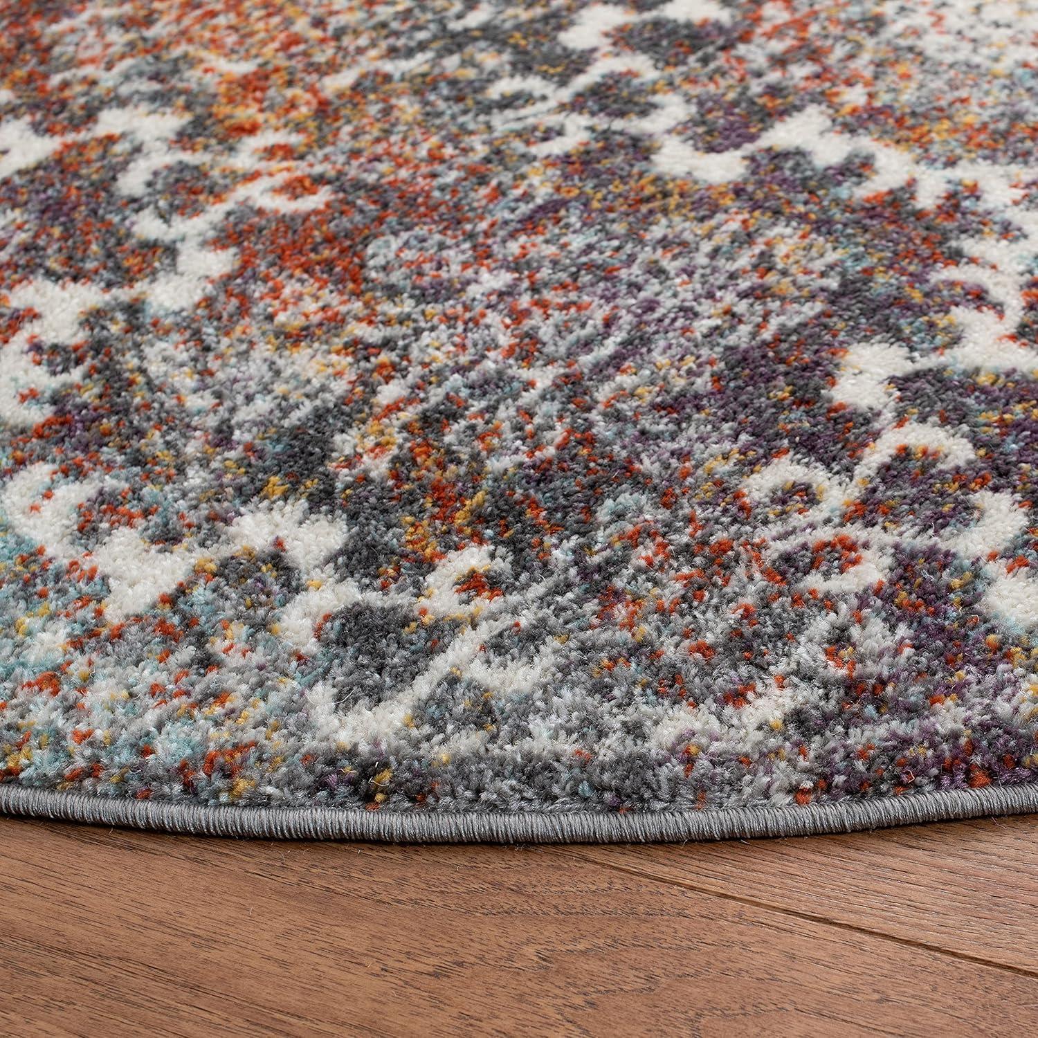 image:imageSAFAVIEH Madison Collection Area Rug 51 x 76 Light Grey amp Rust Boho Chic Damask Design NonShedding amp Easy Care Ideal for High Traffic Areas in Living Room Bedroom MAD945RLight GreyRust