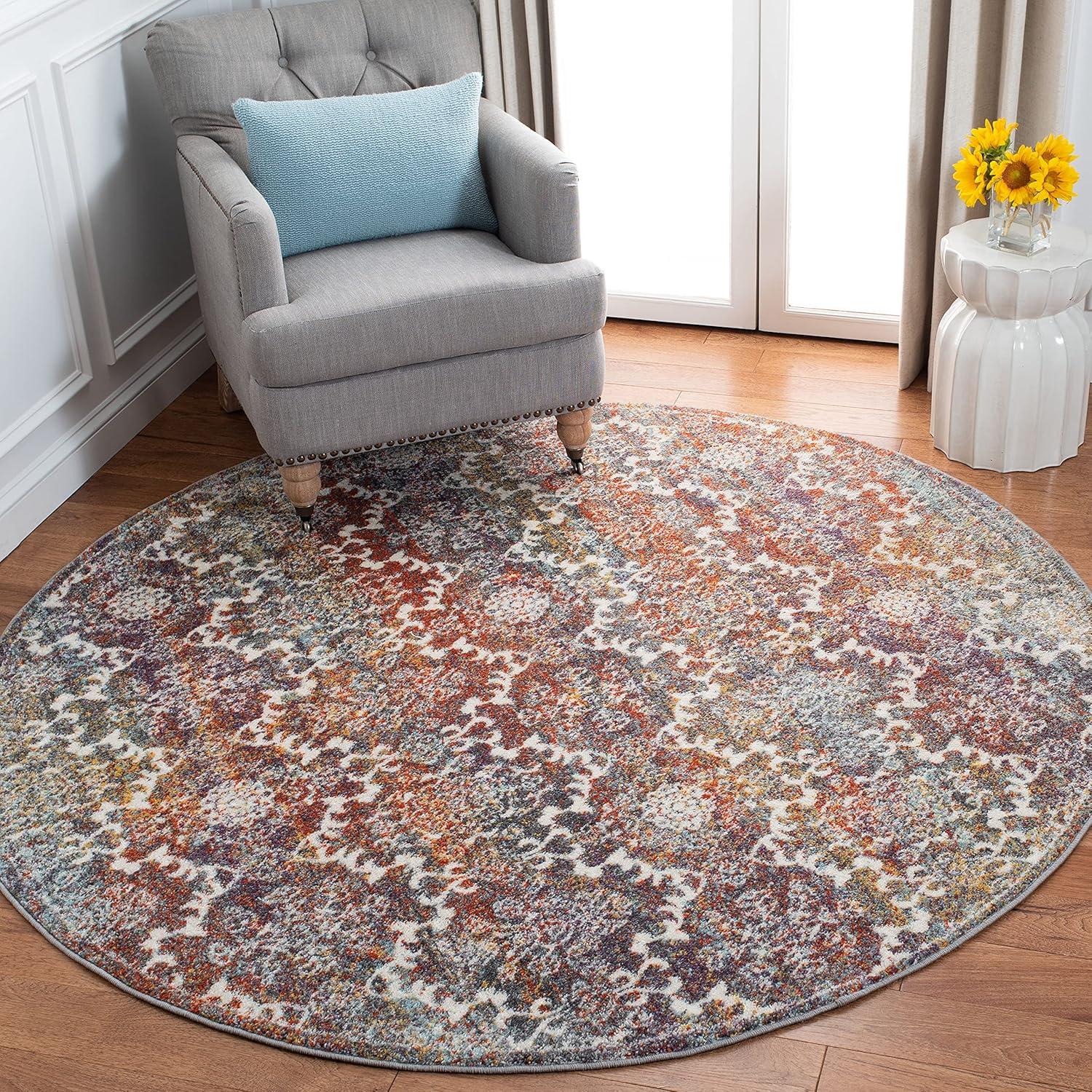 image:imageSAFAVIEH Madison Collection Area Rug 51 x 76 Light Grey amp Rust Boho Chic Damask Design NonShedding amp Easy Care Ideal for High Traffic Areas in Living Room Bedroom MAD945RLight GreyRust