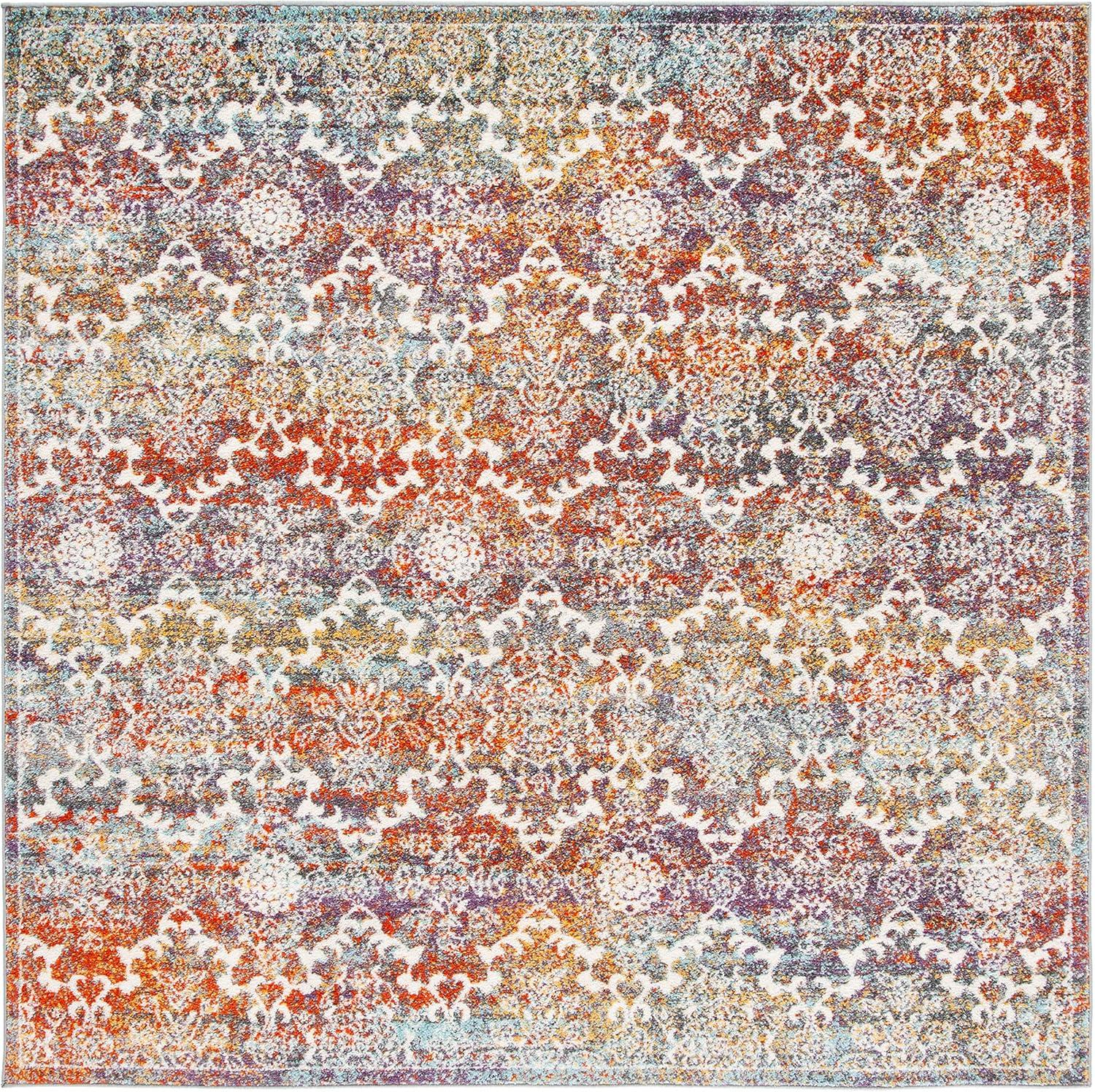 image:imageSAFAVIEH Madison Collection Area Rug 51 x 76 Light Grey amp Rust Boho Chic Damask Design NonShedding amp Easy Care Ideal for High Traffic Areas in Living Room Bedroom MAD945RLight GreyRust