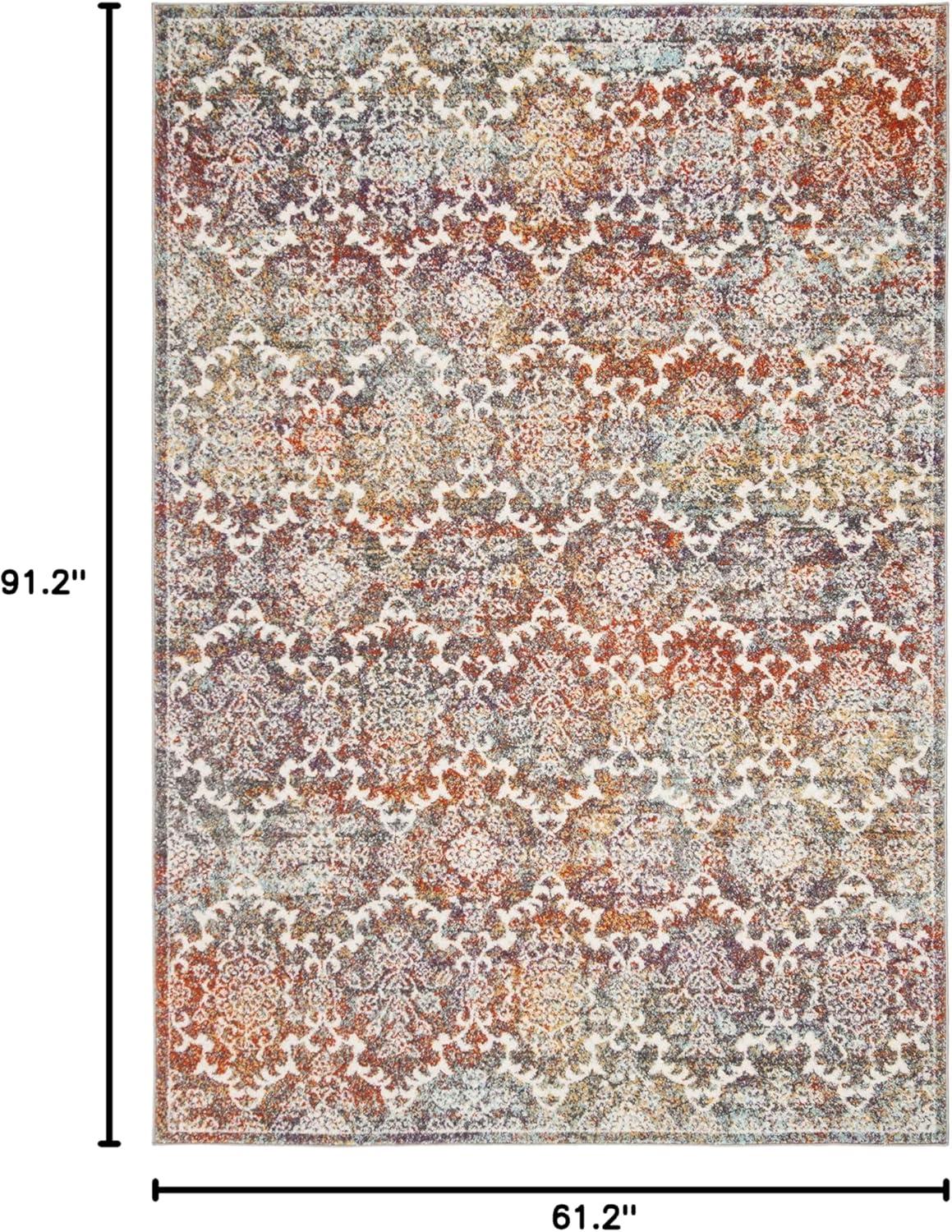 image:imageSAFAVIEH Madison Collection Area Rug 51 x 76 Light Grey amp Rust Boho Chic Damask Design NonShedding amp Easy Care Ideal for High Traffic Areas in Living Room Bedroom MAD945RLight GreyRust