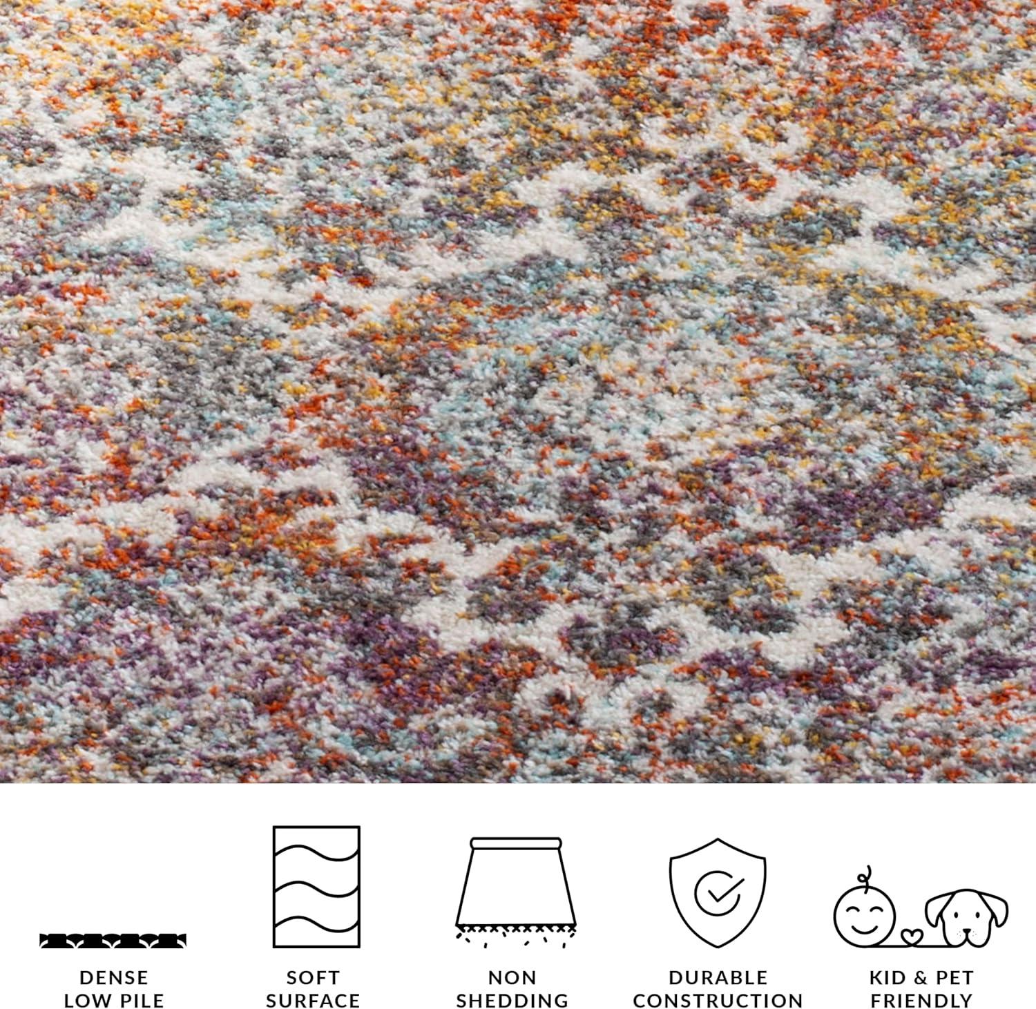 image:imageSAFAVIEH Madison Collection Area Rug 51 x 76 Light Grey amp Rust Boho Chic Damask Design NonShedding amp Easy Care Ideal for High Traffic Areas in Living Room Bedroom MAD945RLight GreyRust