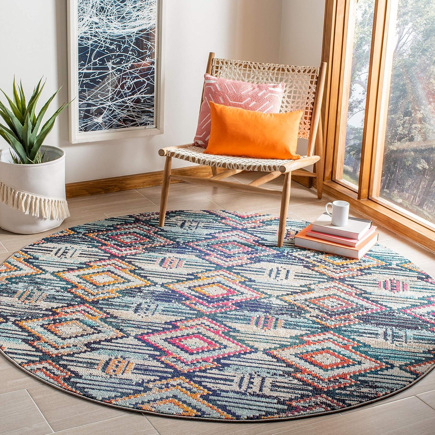 image:imageSAFAVIEH Madison Collection Area Rug 53 x 76 Black amp Orange Moroccan Boho Diamond Distressed Design NonShedding amp Easy Care Ideal for High Traffic Areas in Living Room Bedroom MAD455ZBlackOrange