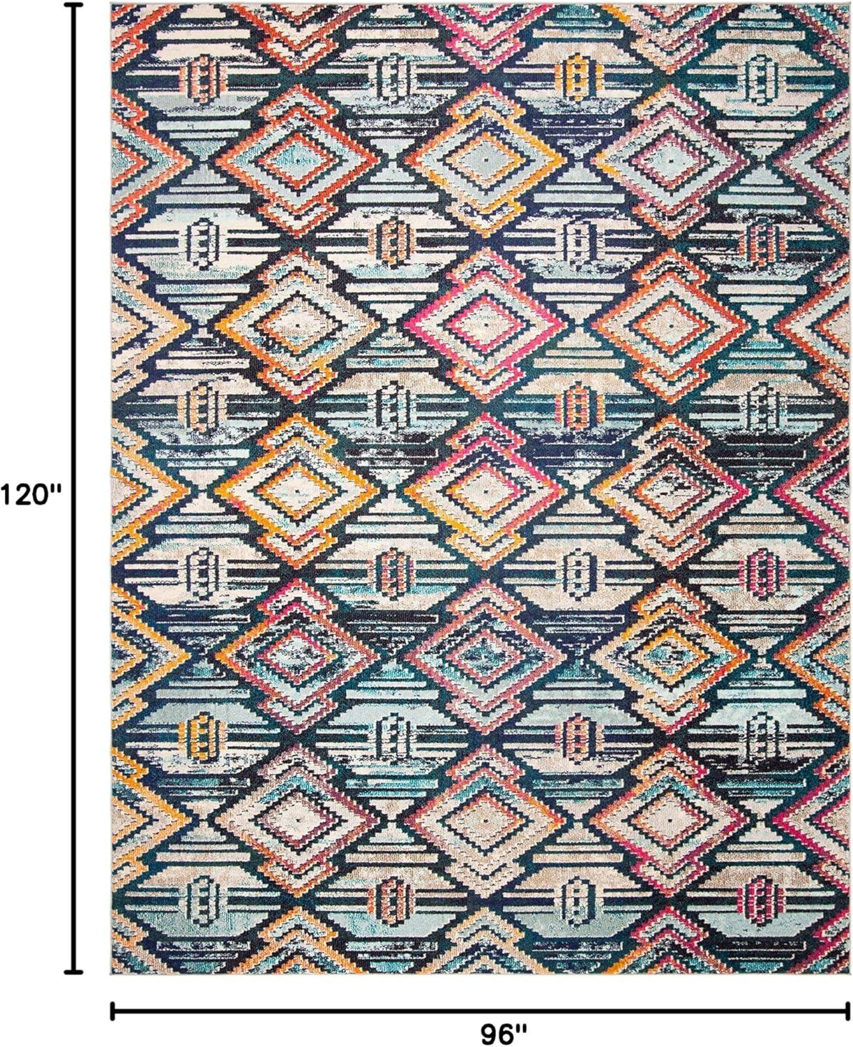 image:imageSAFAVIEH Madison Collection Area Rug 53 x 76 Black amp Orange Moroccan Boho Diamond Distressed Design NonShedding amp Easy Care Ideal for High Traffic Areas in Living Room Bedroom MAD455ZBlackOrange