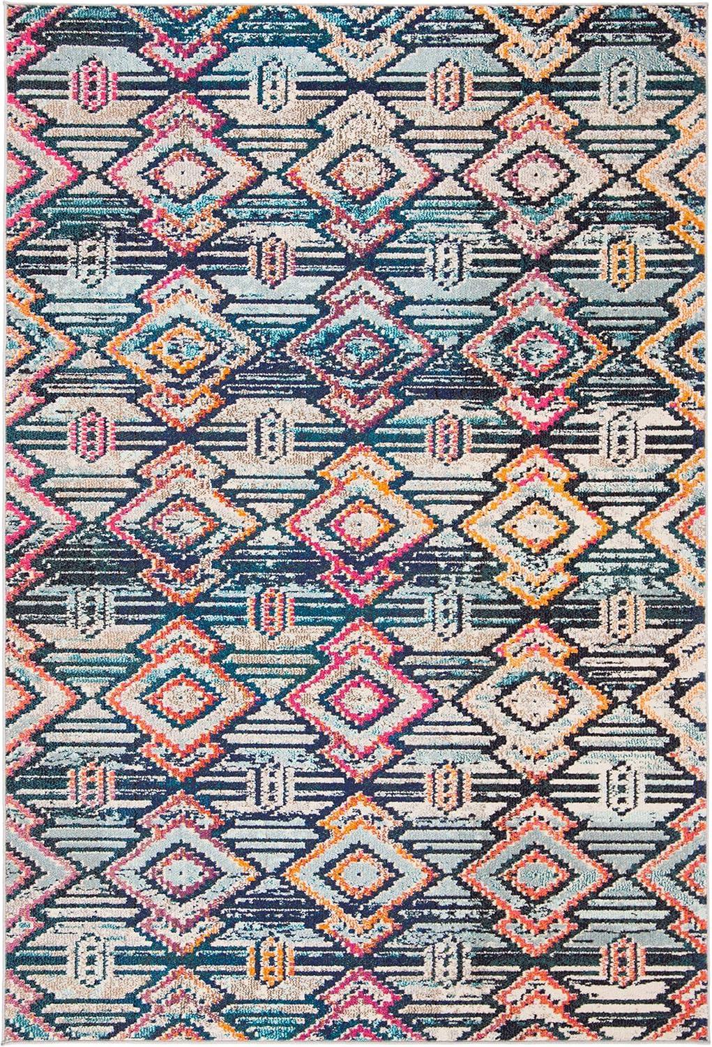 image:imageSAFAVIEH Madison Collection Area Rug 53 x 76 Black amp Orange Moroccan Boho Diamond Distressed Design NonShedding amp Easy Care Ideal for High Traffic Areas in Living Room Bedroom MAD455ZBlackOrange