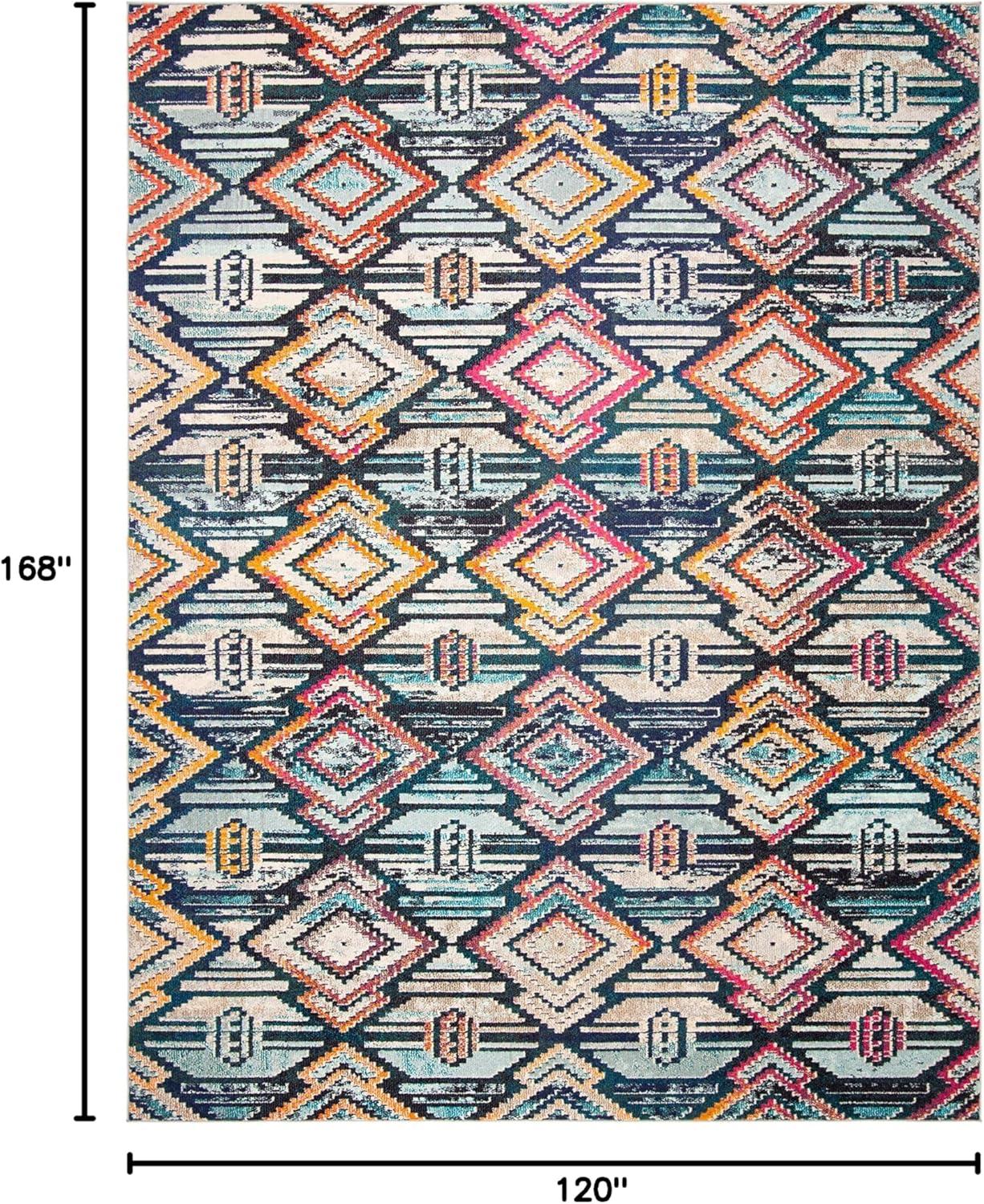 image:imageSAFAVIEH Madison Collection Area Rug 53 x 76 Black amp Orange Moroccan Boho Diamond Distressed Design NonShedding amp Easy Care Ideal for High Traffic Areas in Living Room Bedroom MAD455ZBlackOrange