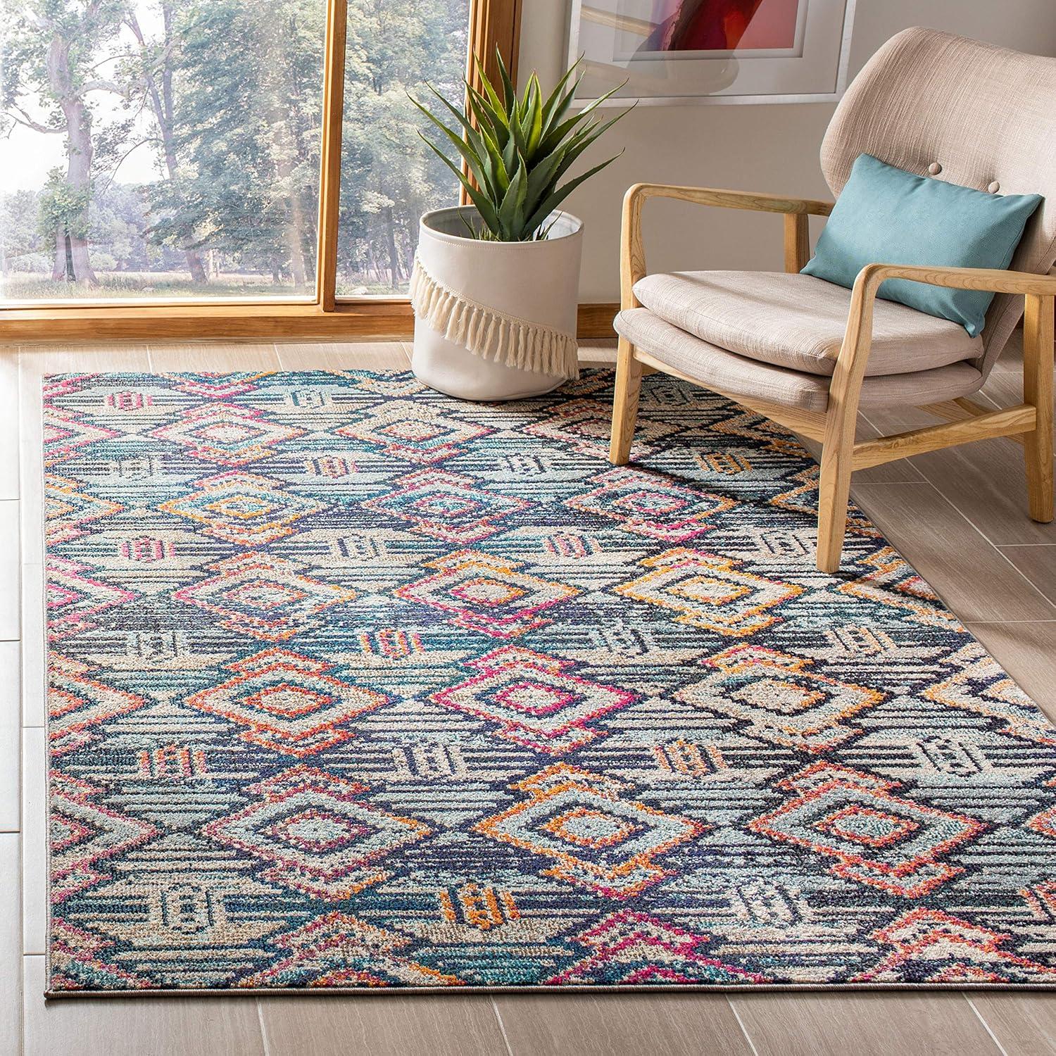 image:imageSAFAVIEH Madison Collection Area Rug 53 x 76 Black amp Orange Moroccan Boho Diamond Distressed Design NonShedding amp Easy Care Ideal for High Traffic Areas in Living Room Bedroom MAD455ZBlackOrange