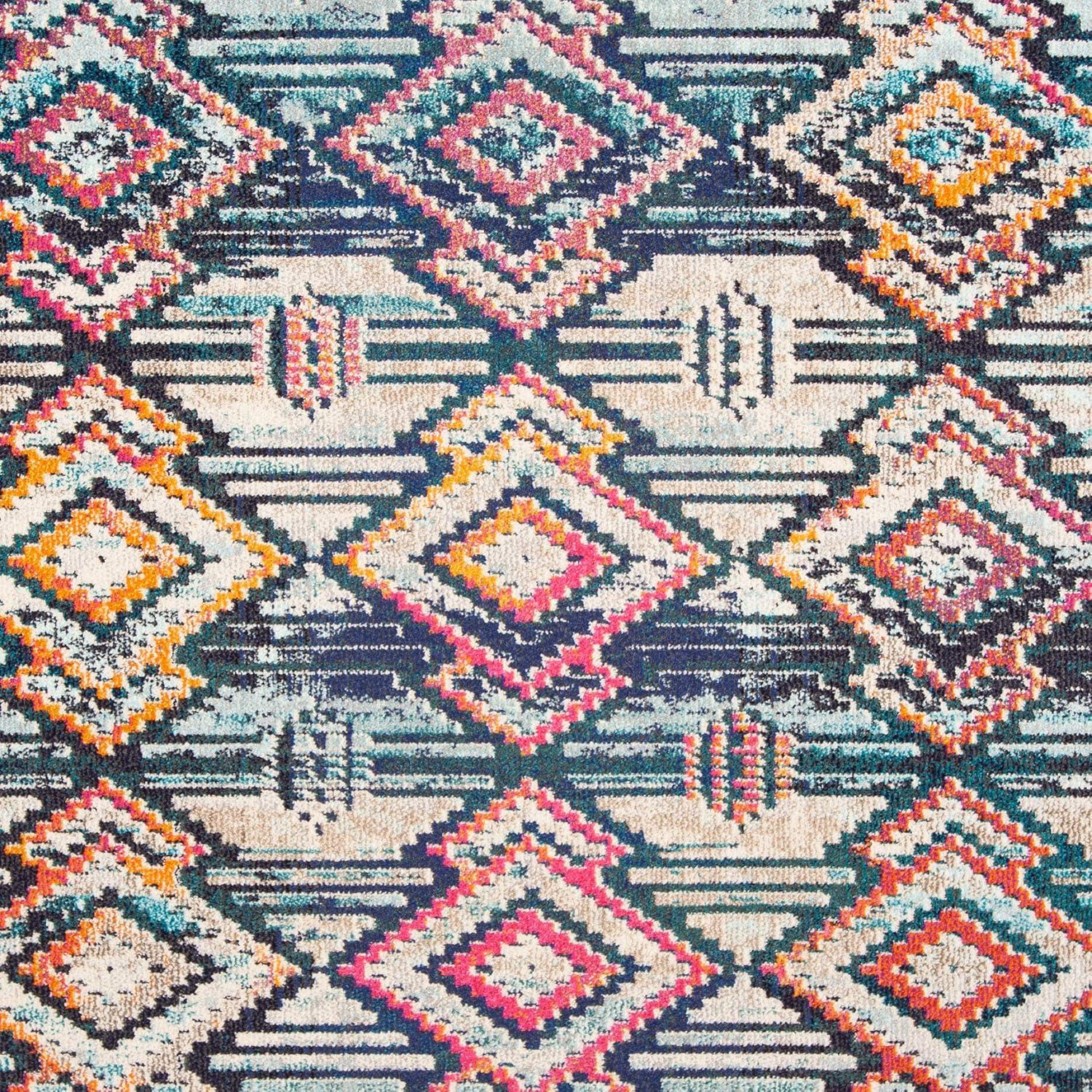 image:imageSAFAVIEH Madison Collection Area Rug 53 x 76 Black amp Orange Moroccan Boho Diamond Distressed Design NonShedding amp Easy Care Ideal for High Traffic Areas in Living Room Bedroom MAD455ZBlackOrange