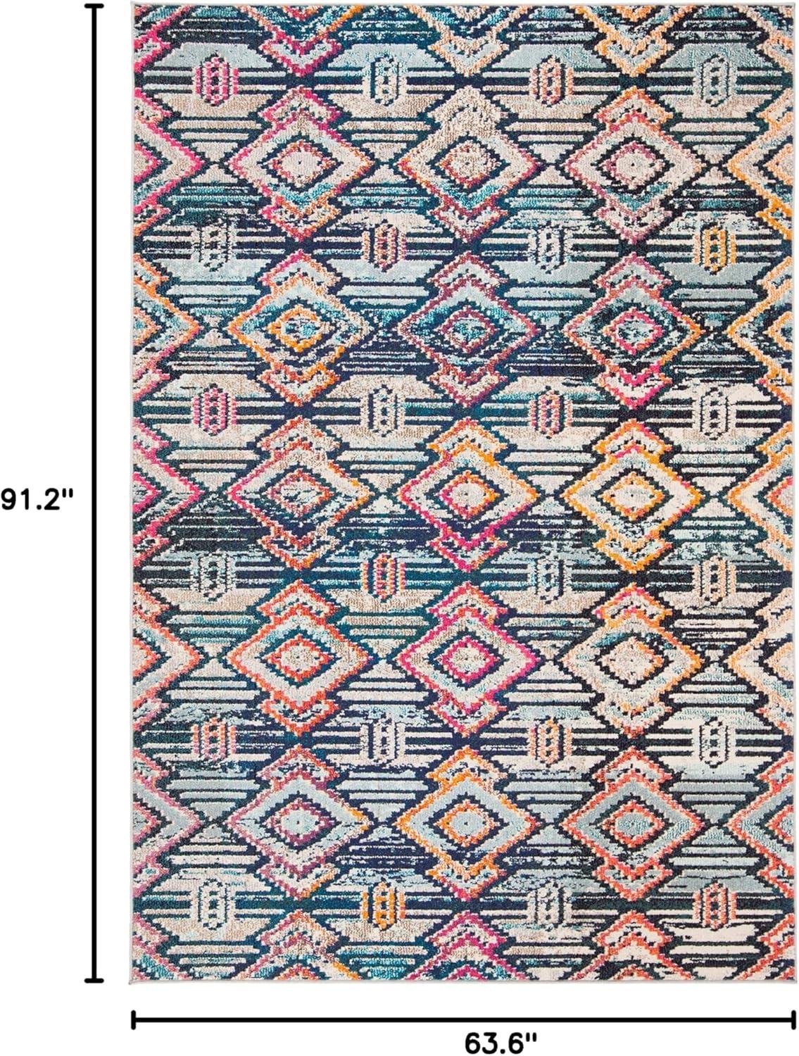 image:imageSAFAVIEH Madison Collection Area Rug 53 x 76 Black amp Orange Moroccan Boho Diamond Distressed Design NonShedding amp Easy Care Ideal for High Traffic Areas in Living Room Bedroom MAD455ZBlackOrange
