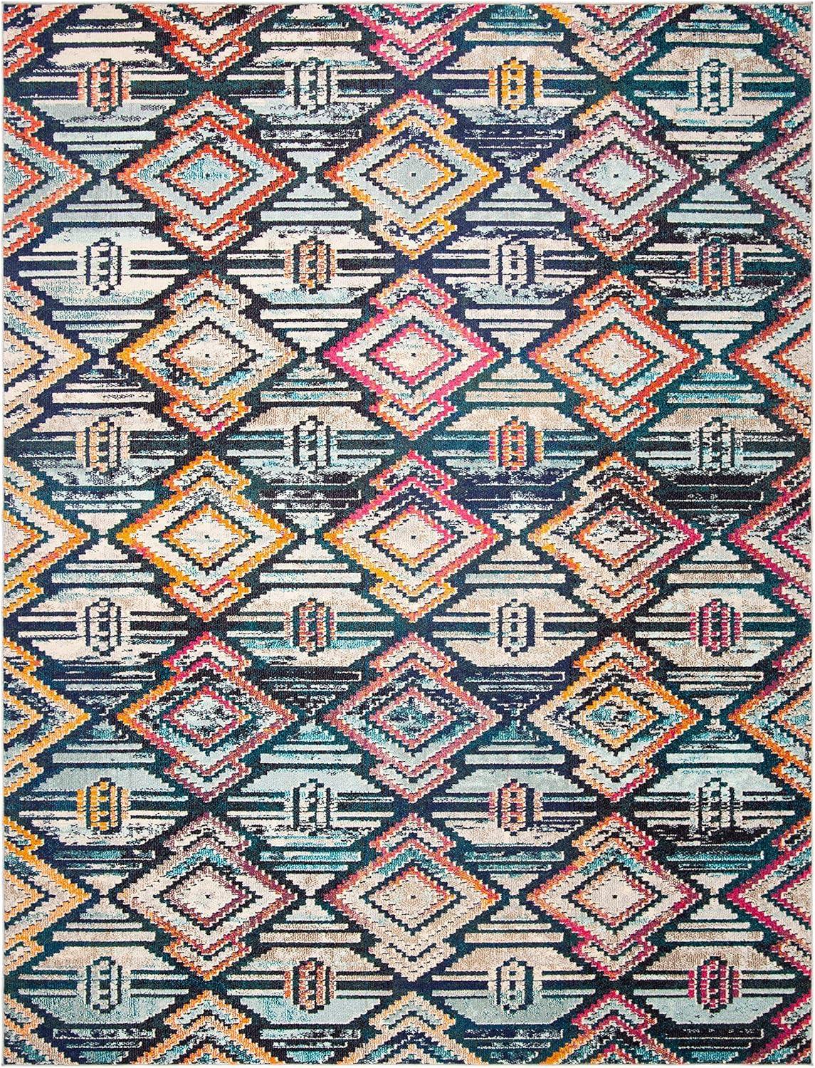 image:imageSAFAVIEH Madison Collection Area Rug 53 x 76 Black amp Orange Moroccan Boho Diamond Distressed Design NonShedding amp Easy Care Ideal for High Traffic Areas in Living Room Bedroom MAD455ZBlackOrange