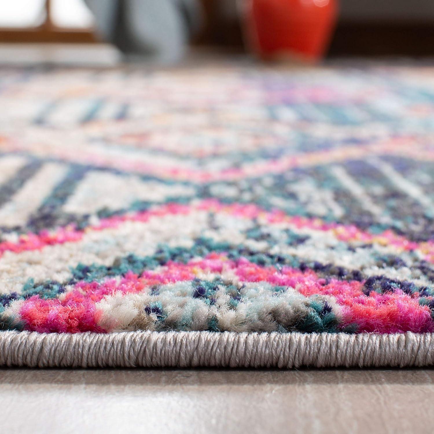 image:imageSAFAVIEH Madison Collection Area Rug 53 x 76 Black amp Orange Moroccan Boho Diamond Distressed Design NonShedding amp Easy Care Ideal for High Traffic Areas in Living Room Bedroom MAD455ZBlackOrange