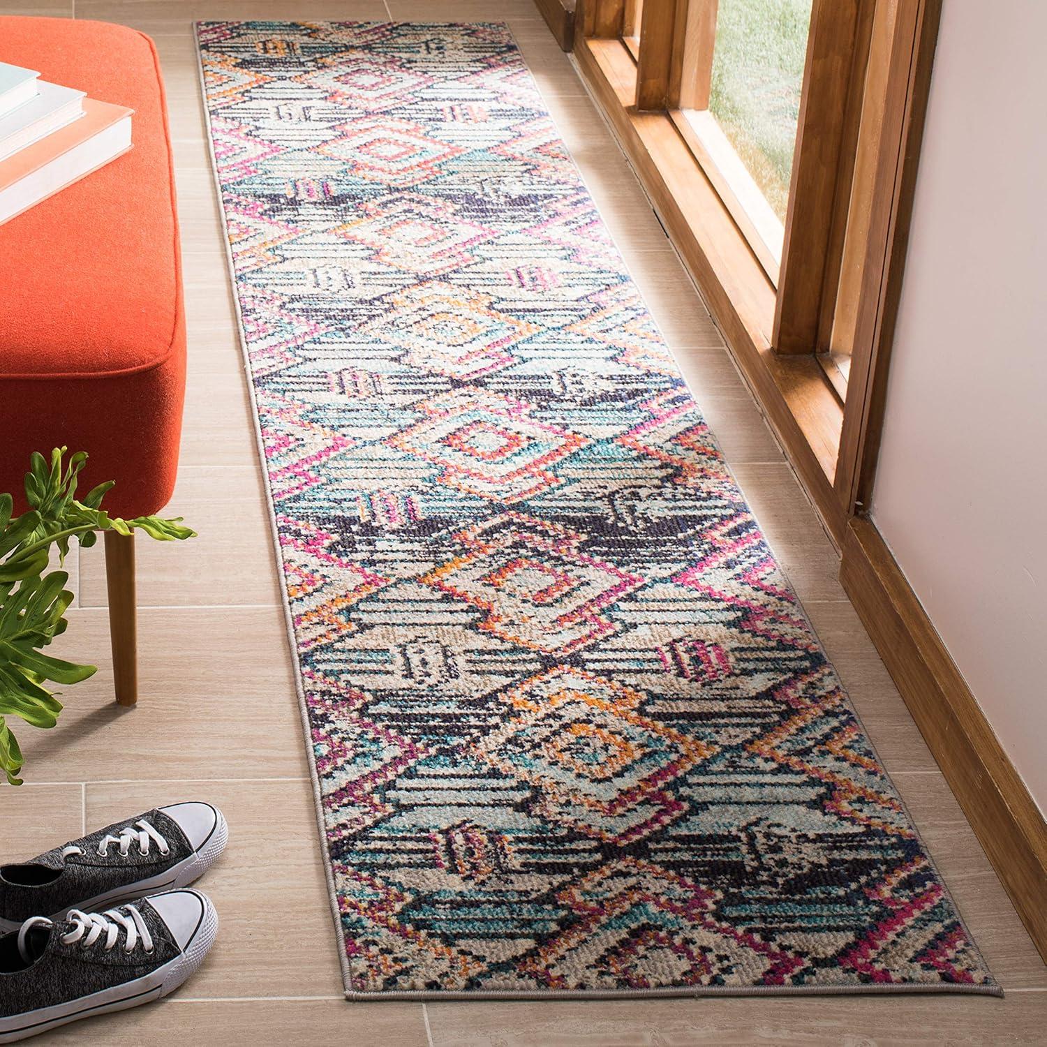 image:imageSAFAVIEH Madison Collection Area Rug 53 x 76 Black amp Orange Moroccan Boho Diamond Distressed Design NonShedding amp Easy Care Ideal for High Traffic Areas in Living Room Bedroom MAD455ZBlackOrange