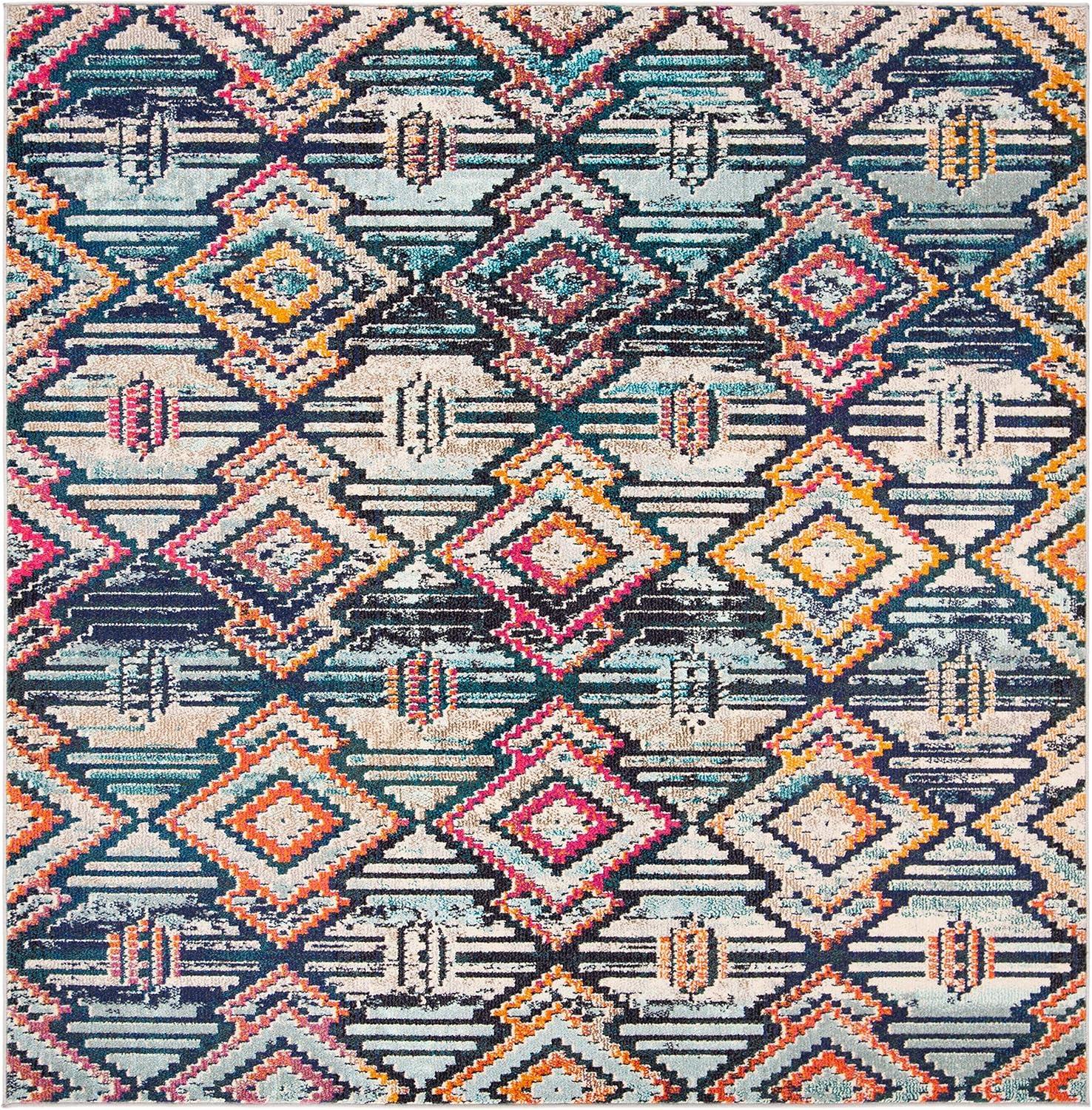 image:imageSAFAVIEH Madison Collection Area Rug 53 x 76 Black amp Orange Moroccan Boho Diamond Distressed Design NonShedding amp Easy Care Ideal for High Traffic Areas in Living Room Bedroom MAD455ZBlackOrange