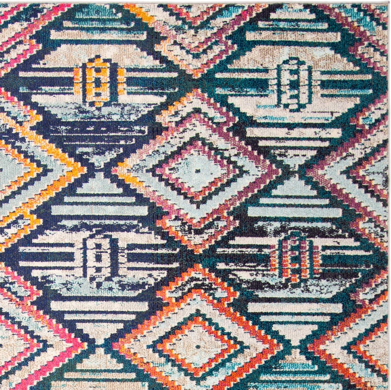 image:imageSAFAVIEH Madison Collection Area Rug 53 x 76 Black amp Orange Moroccan Boho Diamond Distressed Design NonShedding amp Easy Care Ideal for High Traffic Areas in Living Room Bedroom MAD455ZBlackOrange
