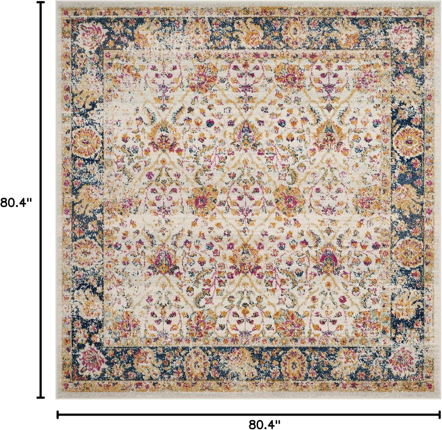 image:imageSAFAVIEH Madison Collection Area Rug 53 x 76 Cream amp Navy Oriental Boho Chic Distressed Design NonShedding amp Easy Care Ideal for High Traffic Areas in Living Room Bedroom MAD609DCreamNavy