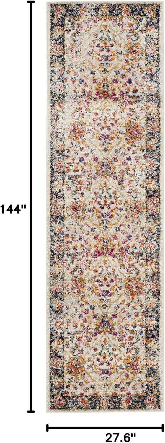 image:imageSAFAVIEH Madison Collection Area Rug 53 x 76 Cream amp Navy Oriental Boho Chic Distressed Design NonShedding amp Easy Care Ideal for High Traffic Areas in Living Room Bedroom MAD609DCreamNavy