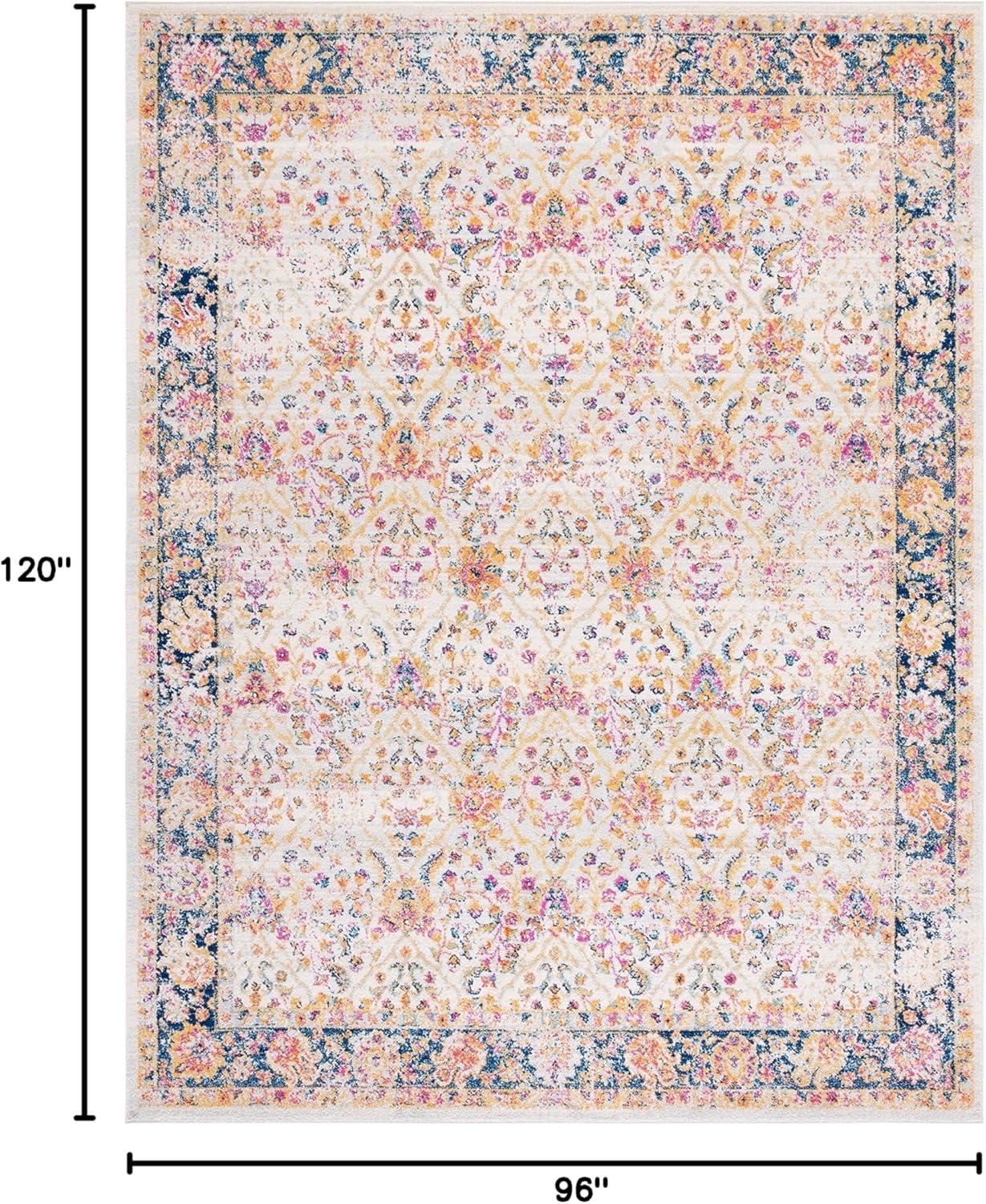 image:imageSAFAVIEH Madison Collection Area Rug 53 x 76 Cream amp Navy Oriental Boho Chic Distressed Design NonShedding amp Easy Care Ideal for High Traffic Areas in Living Room Bedroom MAD609DCreamNavy