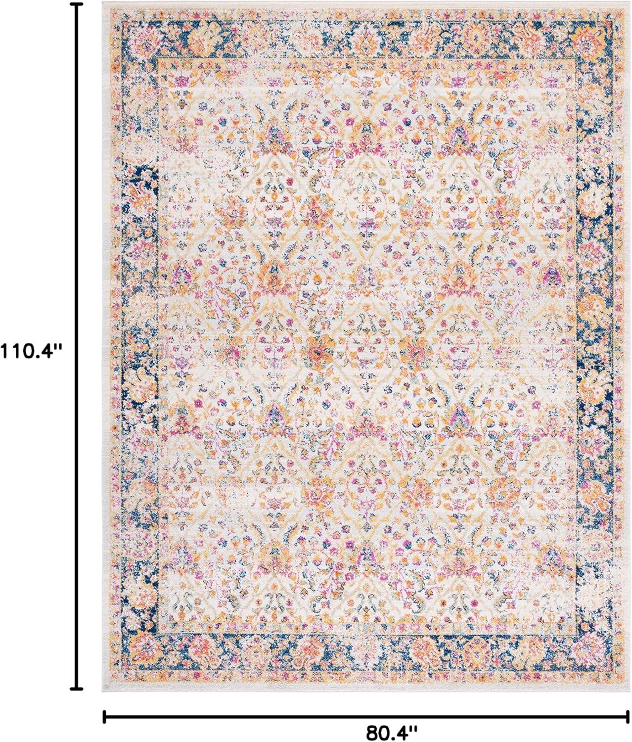 image:imageSAFAVIEH Madison Collection Area Rug 53 x 76 Cream amp Navy Oriental Boho Chic Distressed Design NonShedding amp Easy Care Ideal for High Traffic Areas in Living Room Bedroom MAD609DCreamNavy