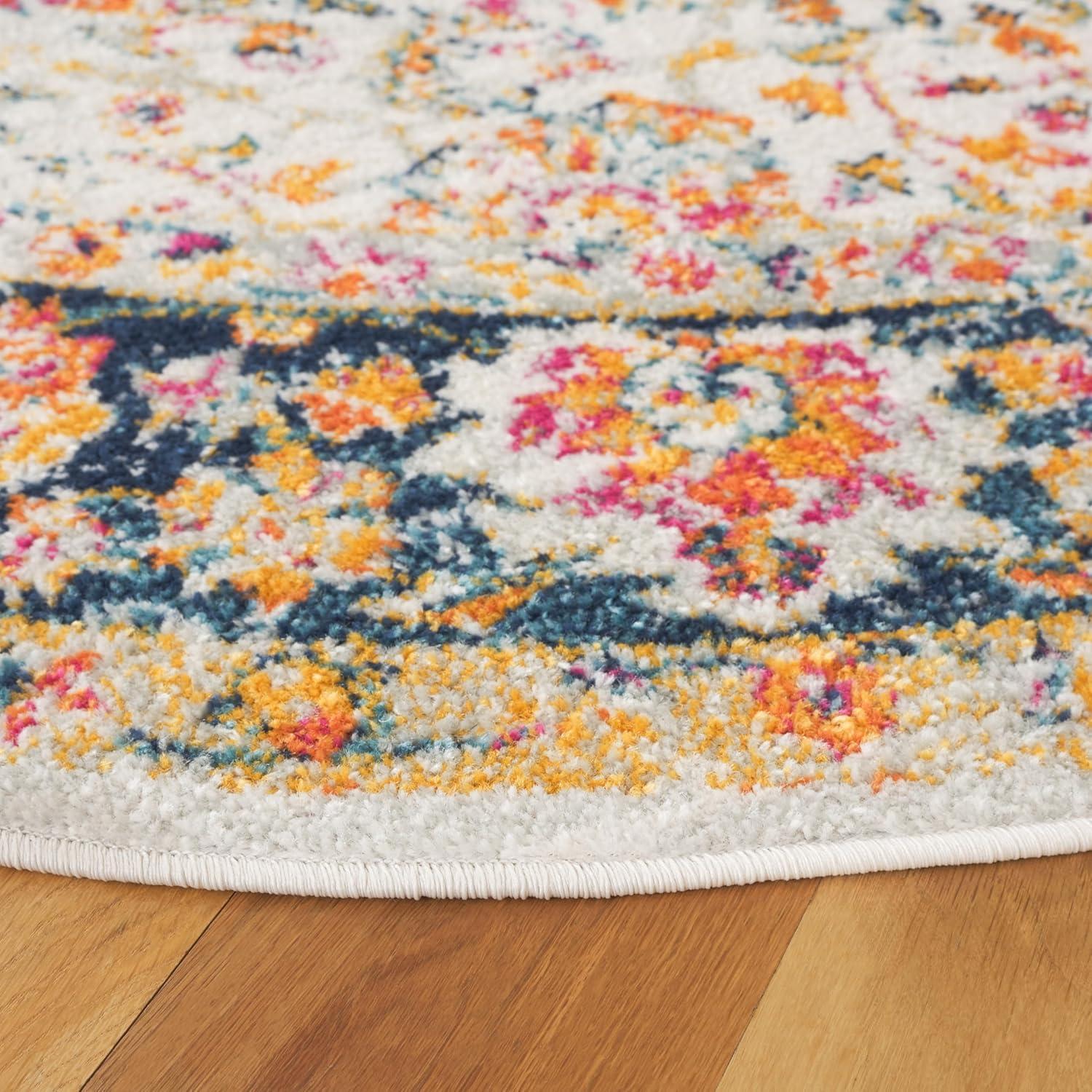 image:imageSAFAVIEH Madison Collection Area Rug 53 x 76 Cream amp Navy Oriental Boho Chic Distressed Design NonShedding amp Easy Care Ideal for High Traffic Areas in Living Room Bedroom MAD609DCreamNavy