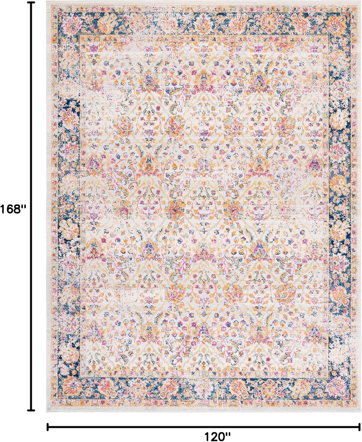 image:imageSAFAVIEH Madison Collection Area Rug 53 x 76 Cream amp Navy Oriental Boho Chic Distressed Design NonShedding amp Easy Care Ideal for High Traffic Areas in Living Room Bedroom MAD609DCreamNavy