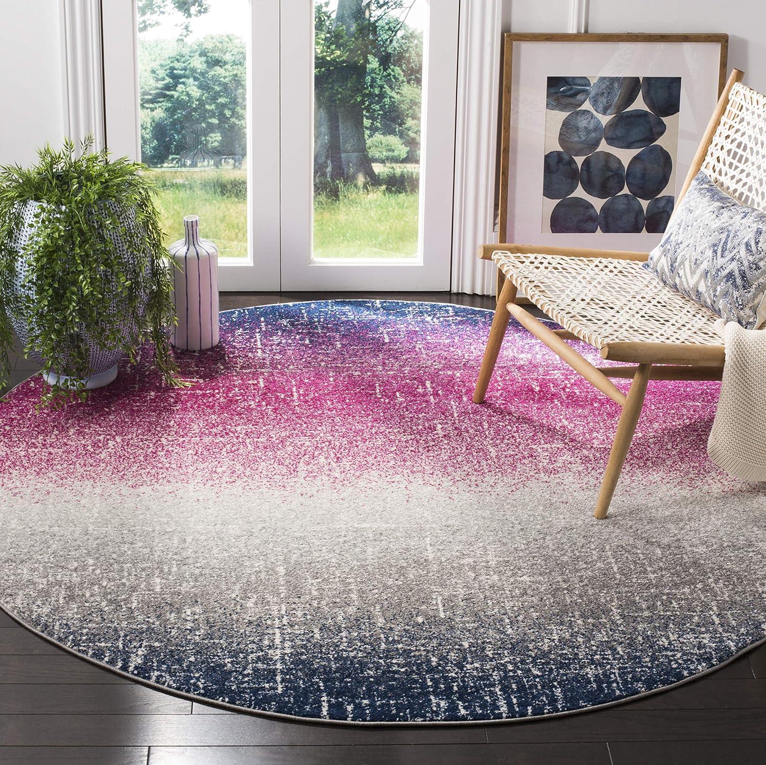 image:imageSAFAVIEH Madison Collection Area Rug 53 x 76 Fuchsia amp Navy Boho Chic Stripe Design NonShedding amp Easy Care Ideal for High Traffic Areas in Living Room Bedroom MAD601MFuchsiaNavy