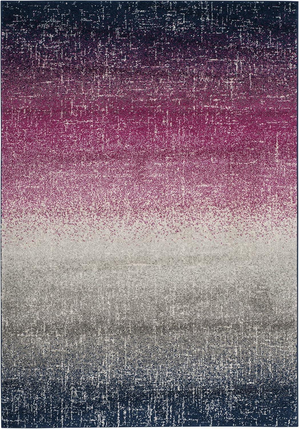 image:imageSAFAVIEH Madison Collection Area Rug 53 x 76 Fuchsia amp Navy Boho Chic Stripe Design NonShedding amp Easy Care Ideal for High Traffic Areas in Living Room Bedroom MAD601MFuchsiaNavy