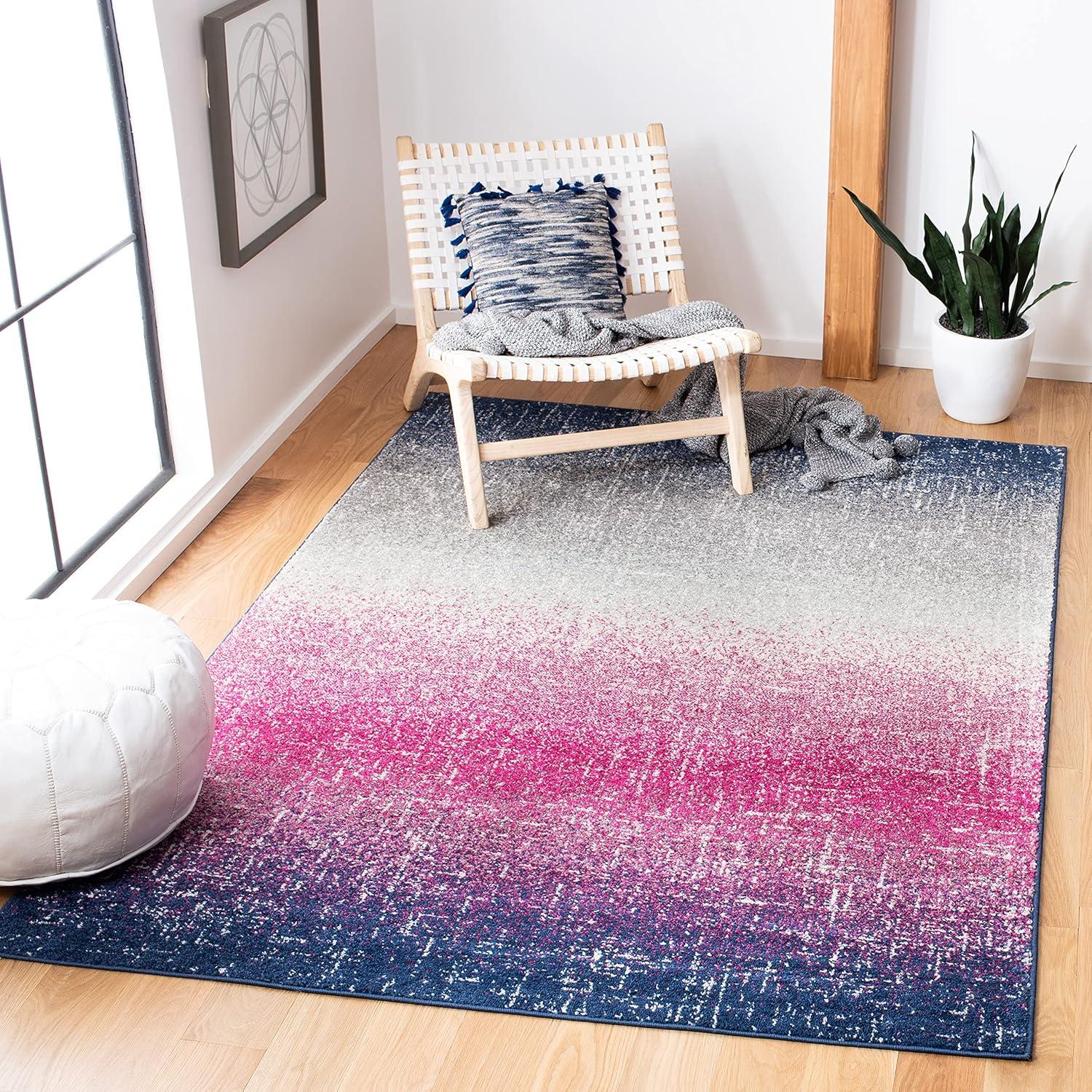 image:imageSAFAVIEH Madison Collection Area Rug 53 x 76 Fuchsia amp Navy Boho Chic Stripe Design NonShedding amp Easy Care Ideal for High Traffic Areas in Living Room Bedroom MAD601MFuchsiaNavy
