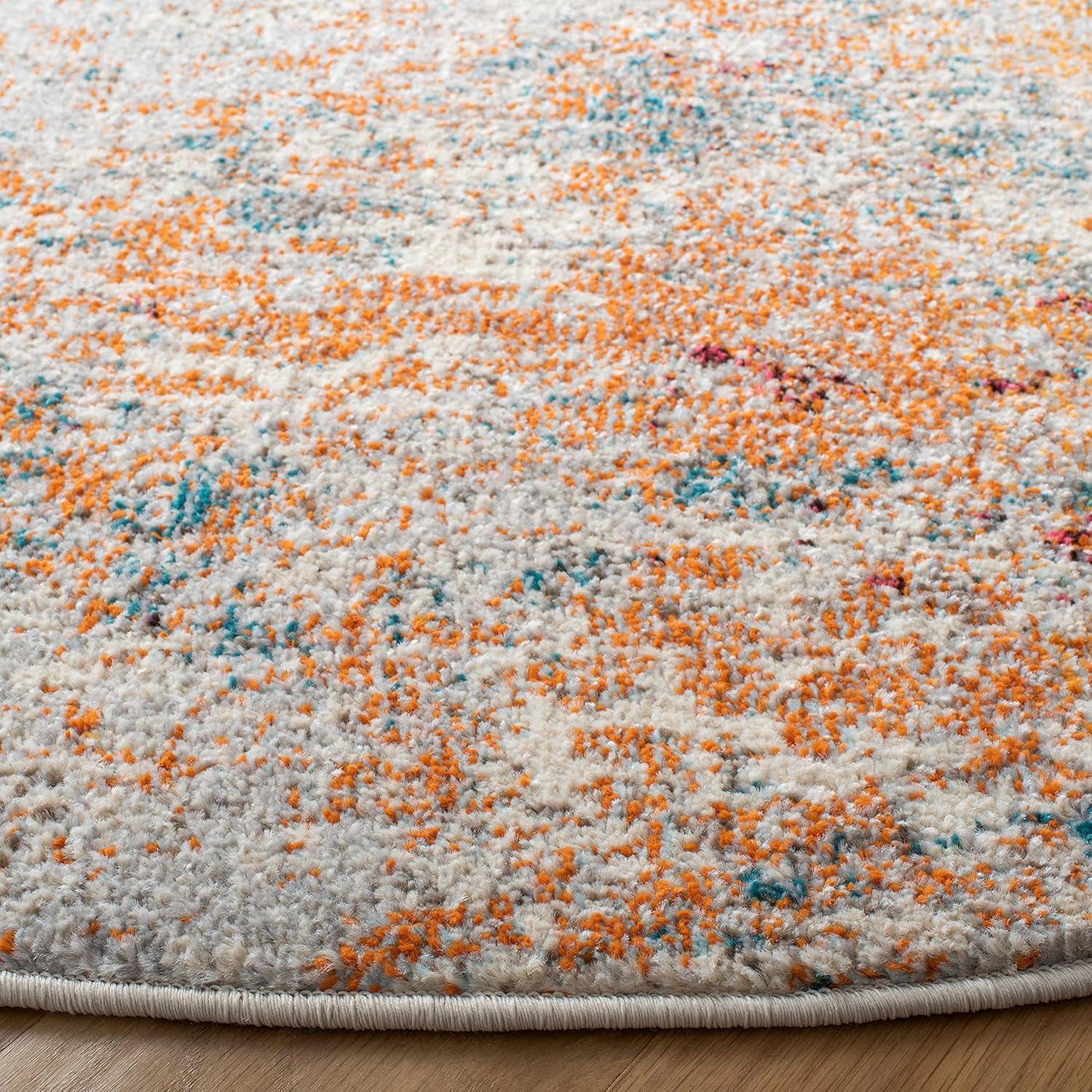 image:imageSAFAVIEH Madison Collection Area Rug 53 x 76 Grey amp Beige Modern Abstract Design NonShedding amp Easy Care Ideal for High Traffic Areas in Living Room Bedroom MAD453AIvoryOrange